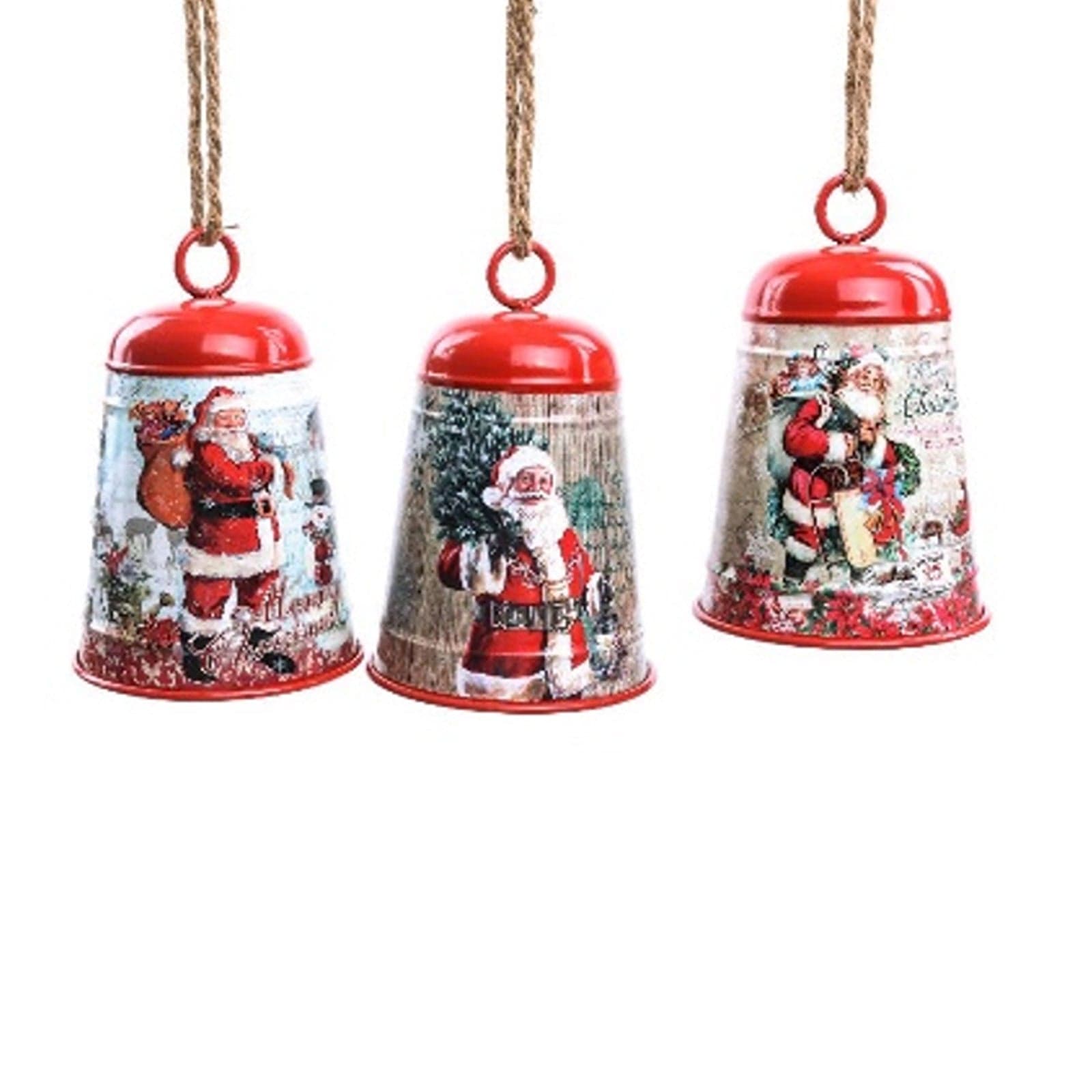 Campana decorata in metallo Babbo Natale per decorazioni natalizie - 4