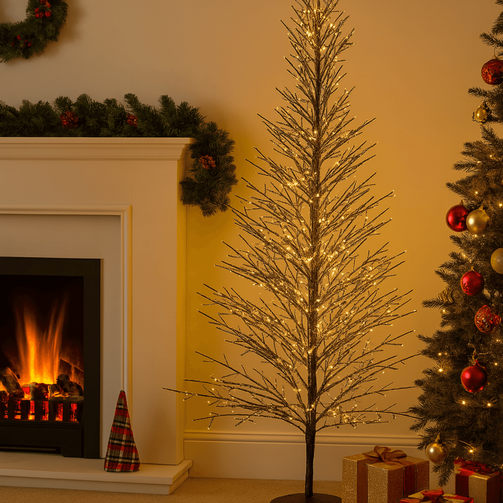 Abete di Natale alta qualità con luci microLed color bianco caldo per decorazioni natalizie - 4