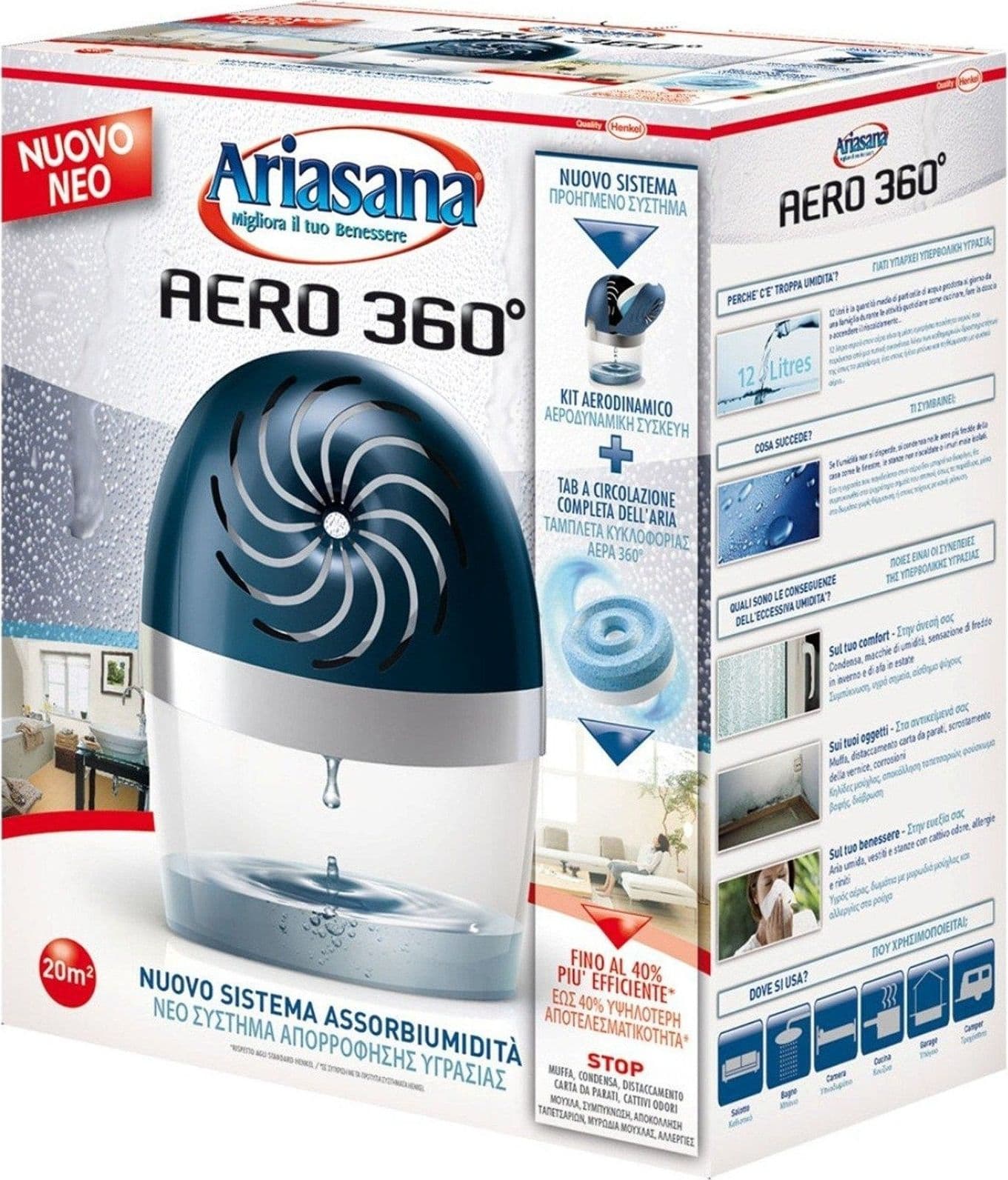 Deumidificatore assorbi umidità Henkel Ariasana aero 360° kit per Tab ricaricabile - 3