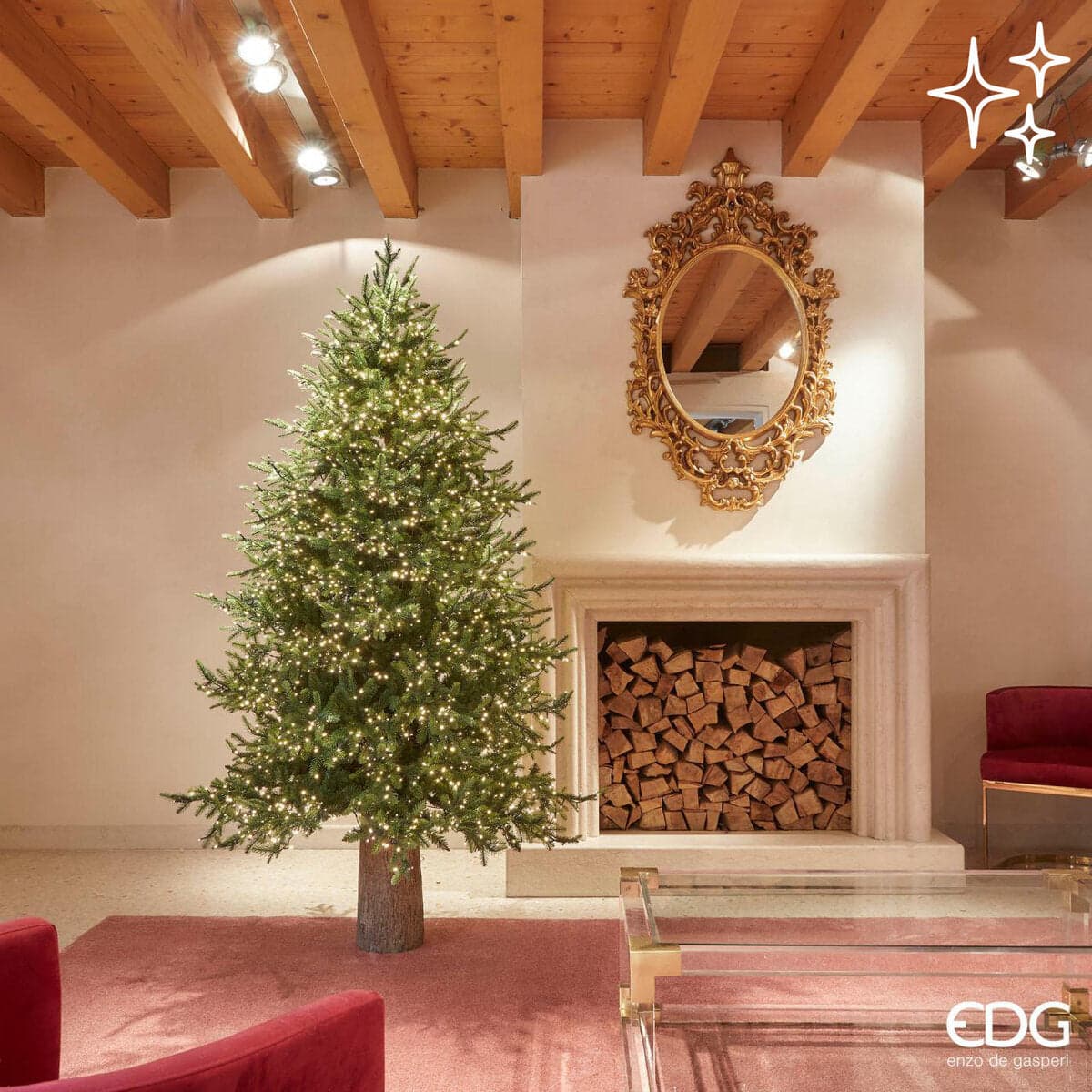Albero di Natale "Pino Luxury" con LED integrati, in PE Effetto Real Touch - 2