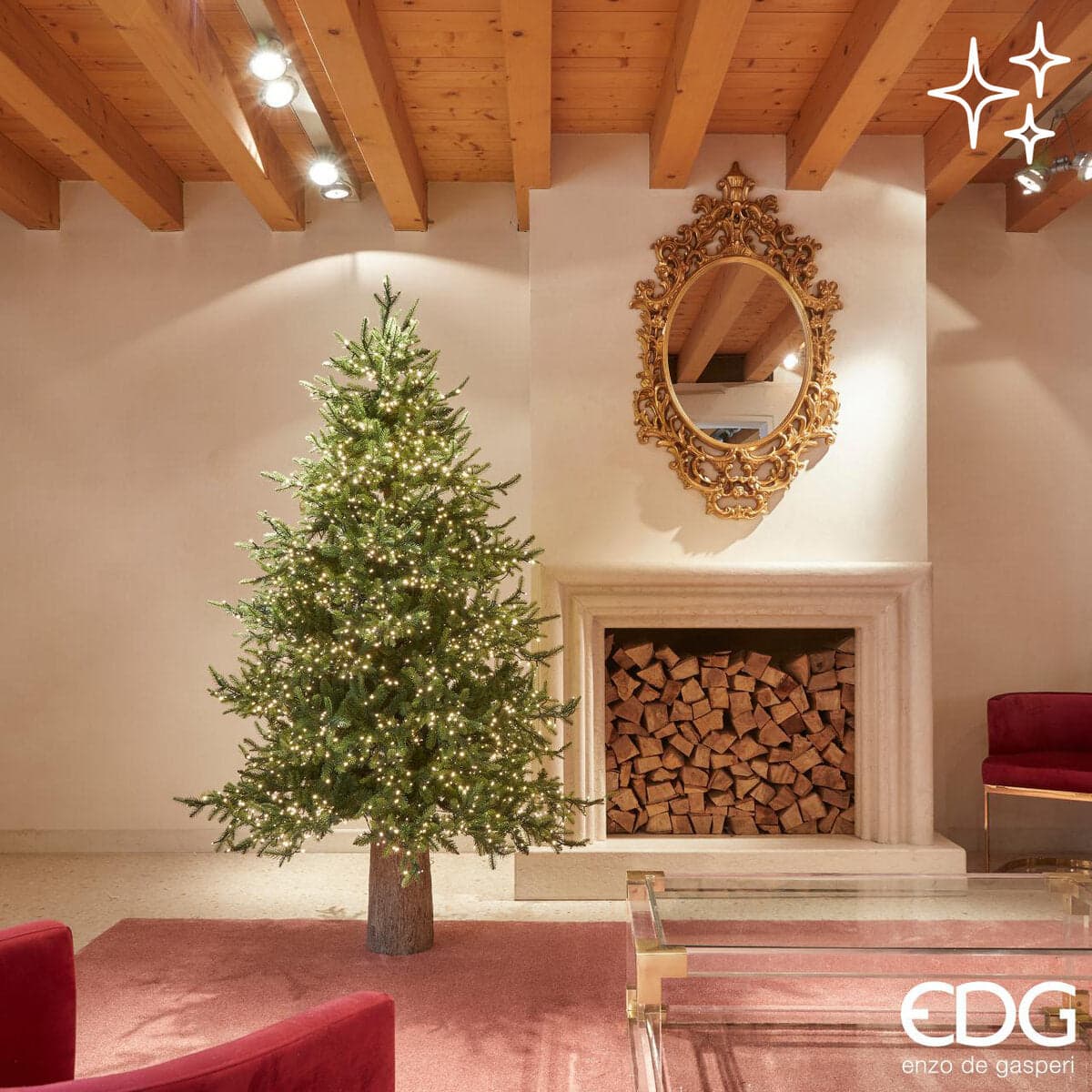Albero di Natale "Pino Luxury" con LED integrati, in PE Effetto Real Touch - 4