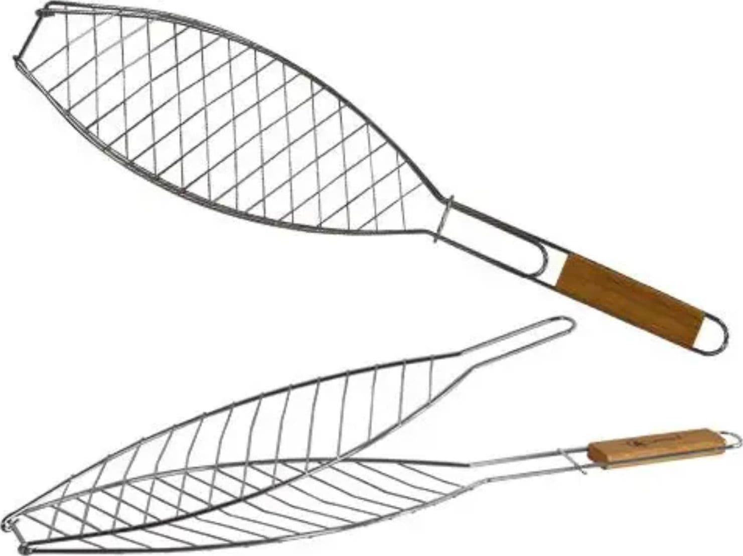 Graticola doppia in ferro cromata per pesce e barbecue da 30 cm