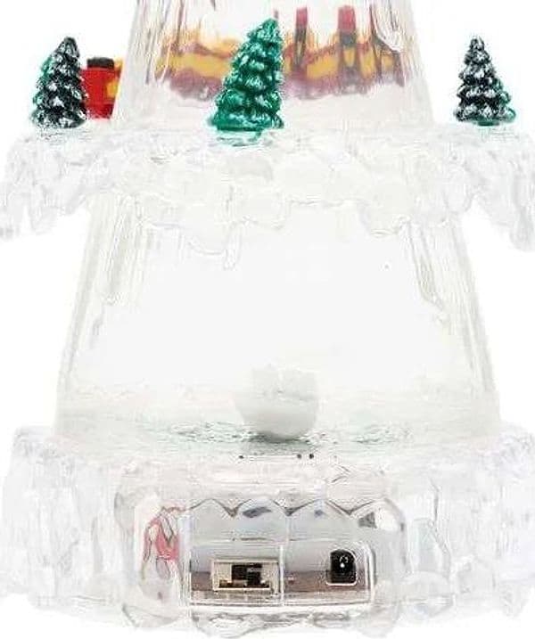 Albero Natale in acrilico con trenino glitter led per decorazioni natalizie - 3