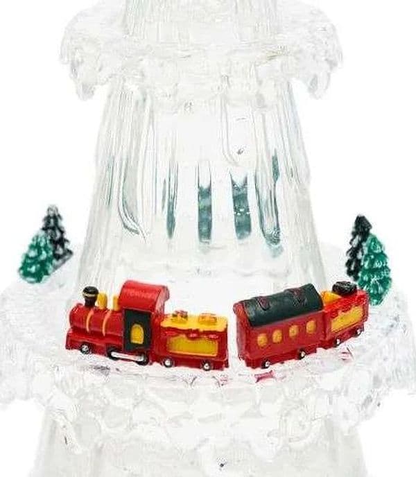 Albero Natale in acrilico con trenino glitter led per decorazioni natalizie - 4