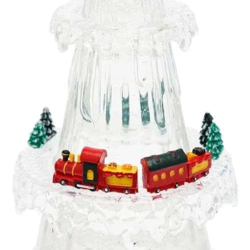 Albero Natale in acrilico con trenino glitter led per decorazioni natalizie - 4
