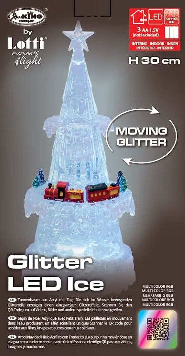 Albero Natale in acrilico con trenino glitter led per decorazioni natalizie - 5