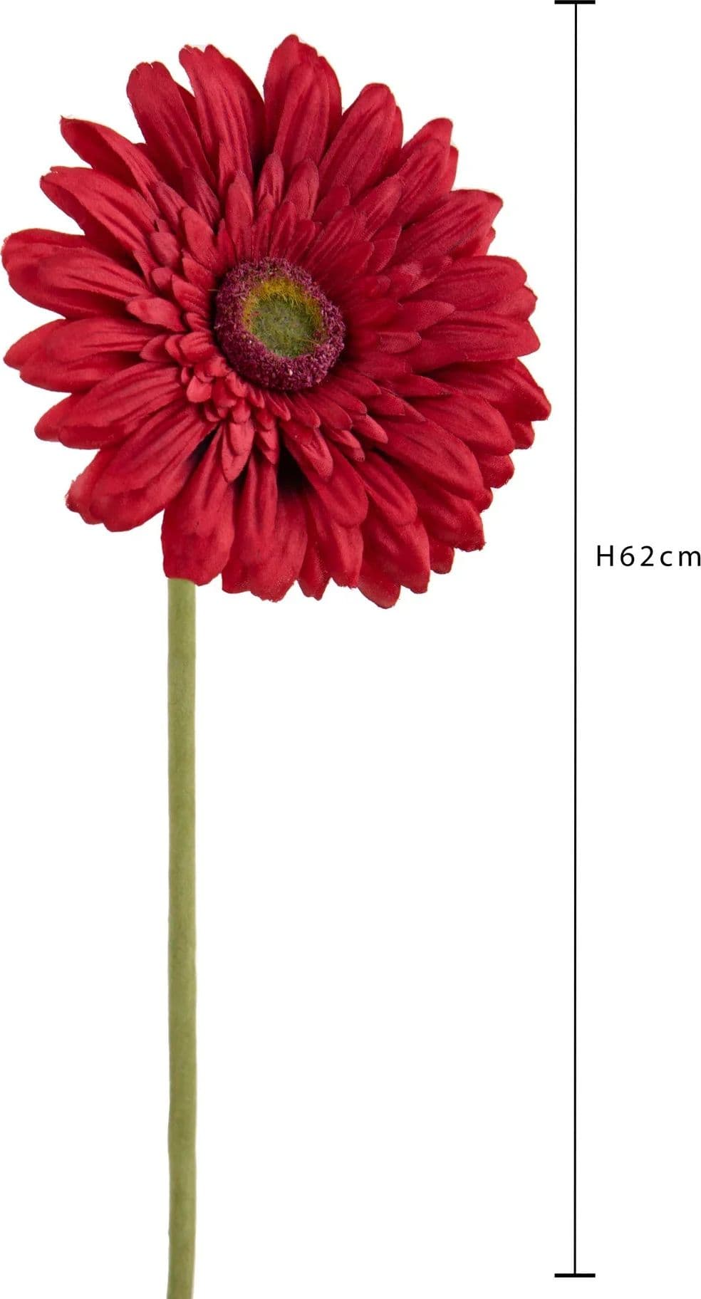 Fiore decorativo "Gerbera" con petali rosso decorazione centrotavola h 62 cm - 2