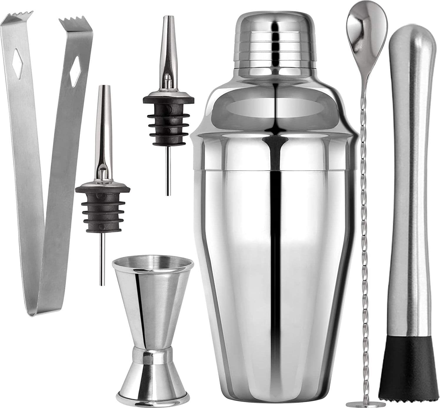 Set bartender 8 pezzi Shaker per cocktail con cassetta in legno idea regalo - 3