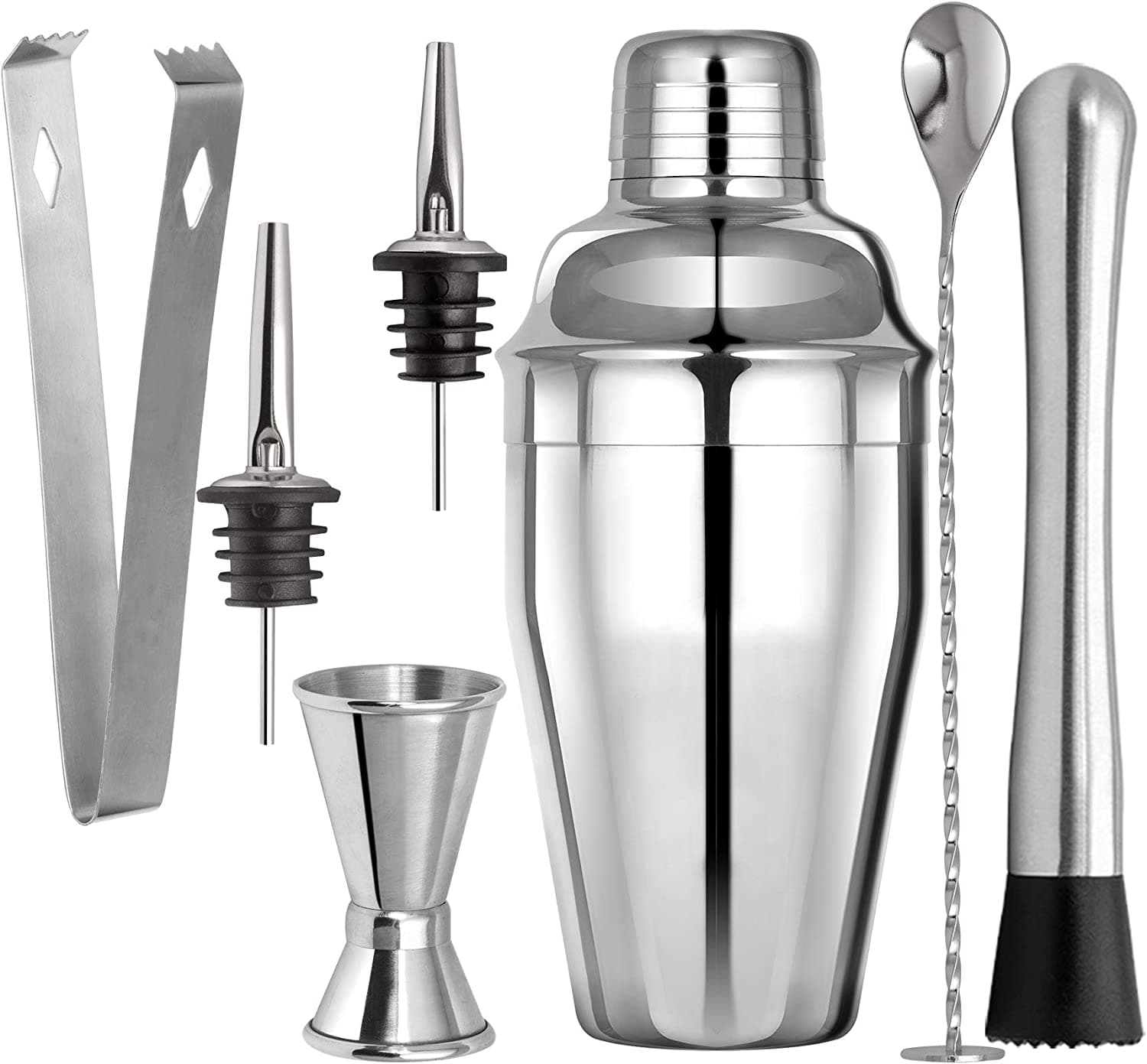 Set bartender 8 pezzi Shaker per cocktail con cassetta in legno idea regalo - 3