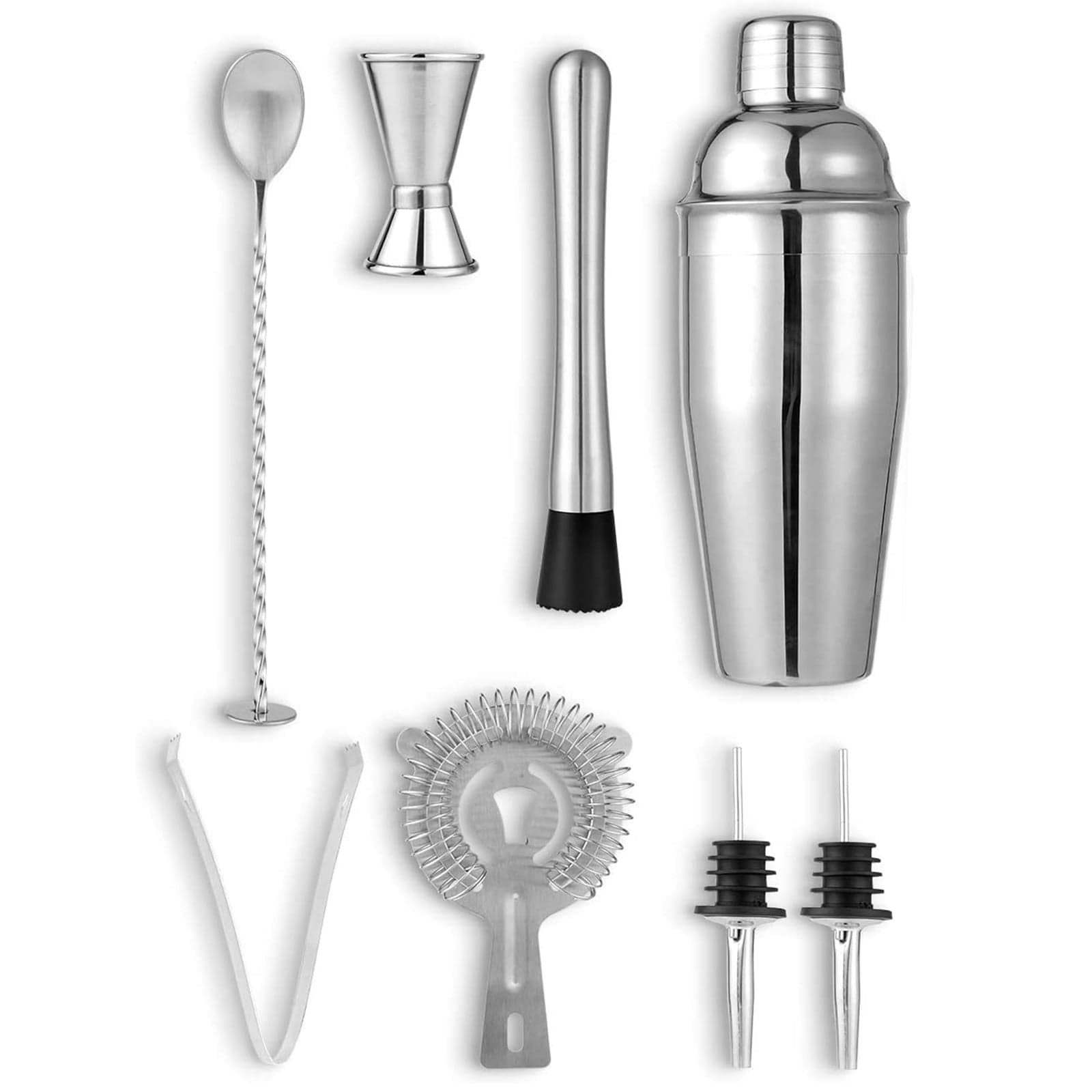 Set bartender 8 pezzi Shaker per cocktail con cassetta in legno idea regalo - 4