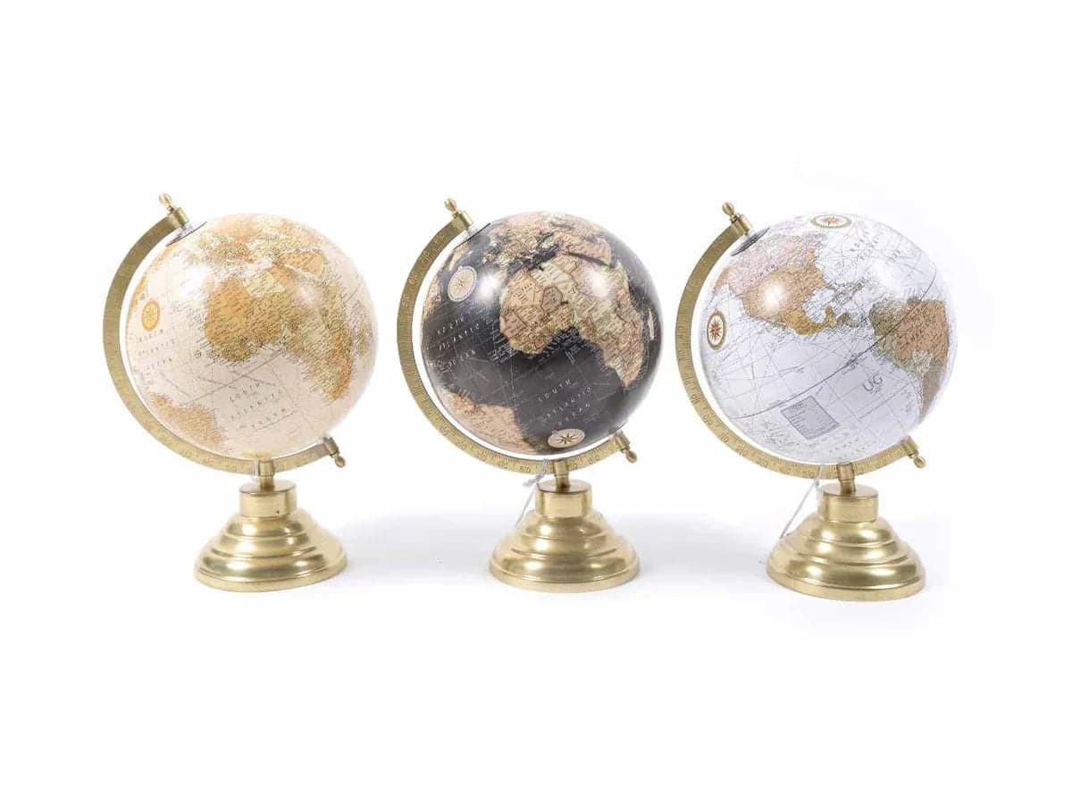 Mappamondo con base in ottone per decorazione interno h 33,5 cm - 4