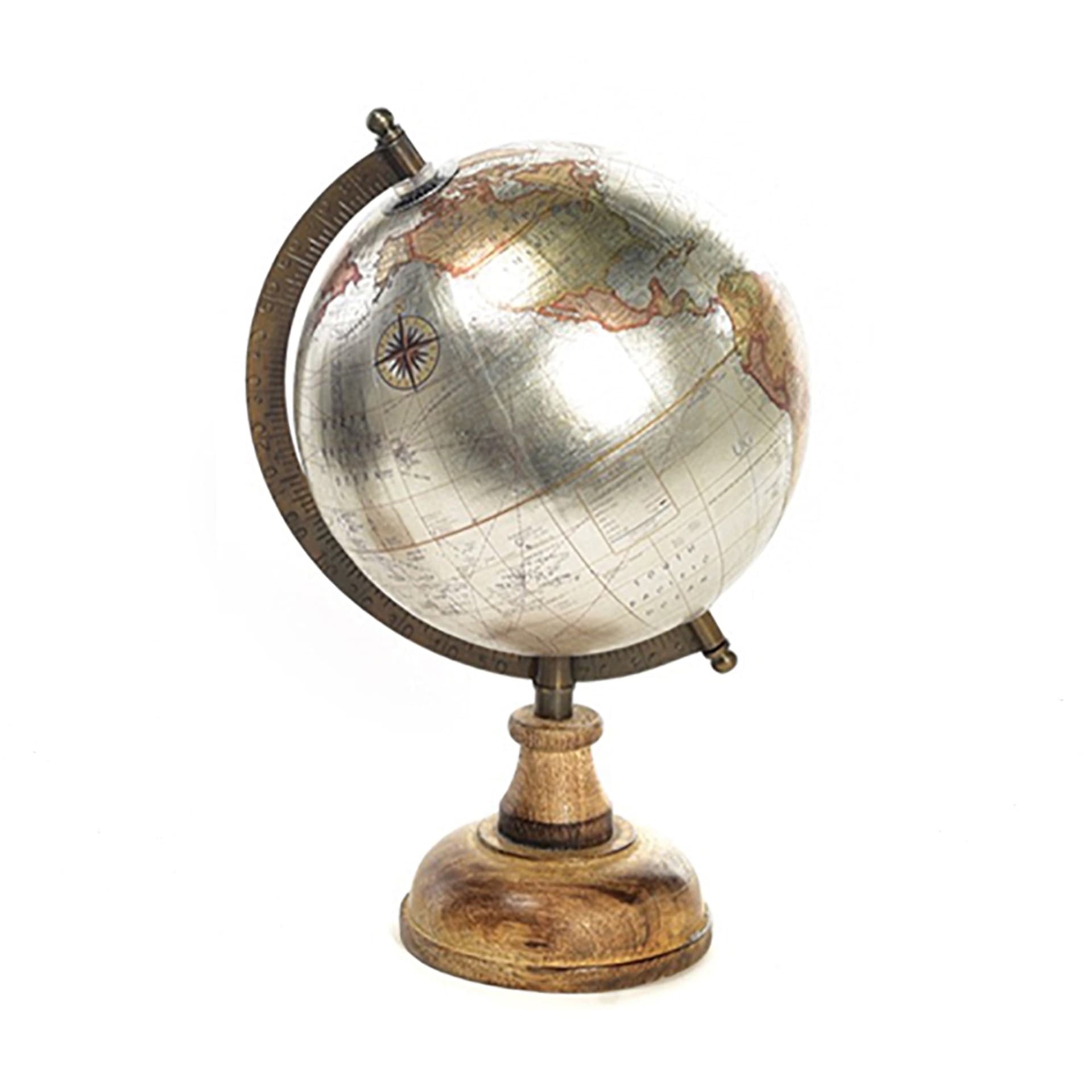 Mappamondo "Metallic" con base in legno per interno da 27,5 cm - 2