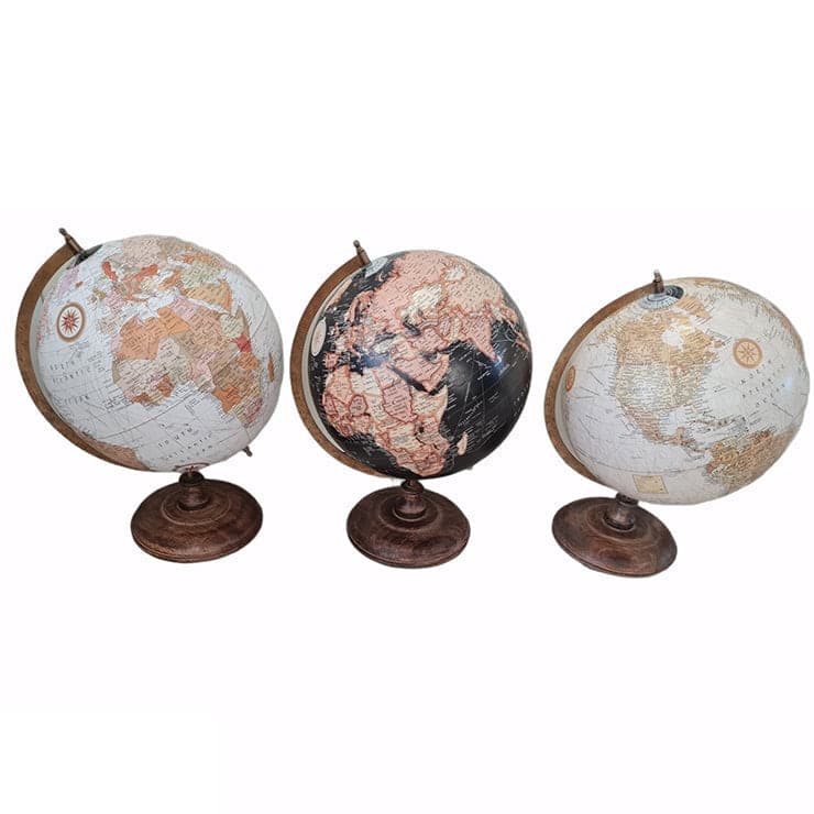 Mappamondo decorativo per scrivania con piedistallo in legno h 42 cm - 4