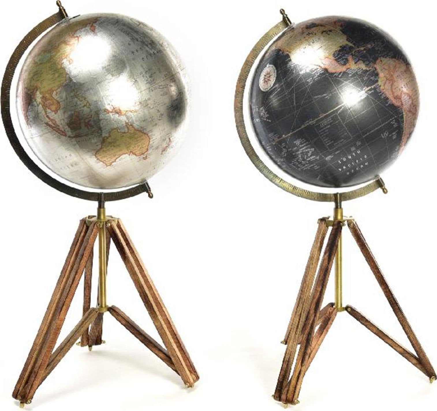Mappamondo "Metallic" con piedistallo in legno decorazione per Ufficio e Cameretta - 2