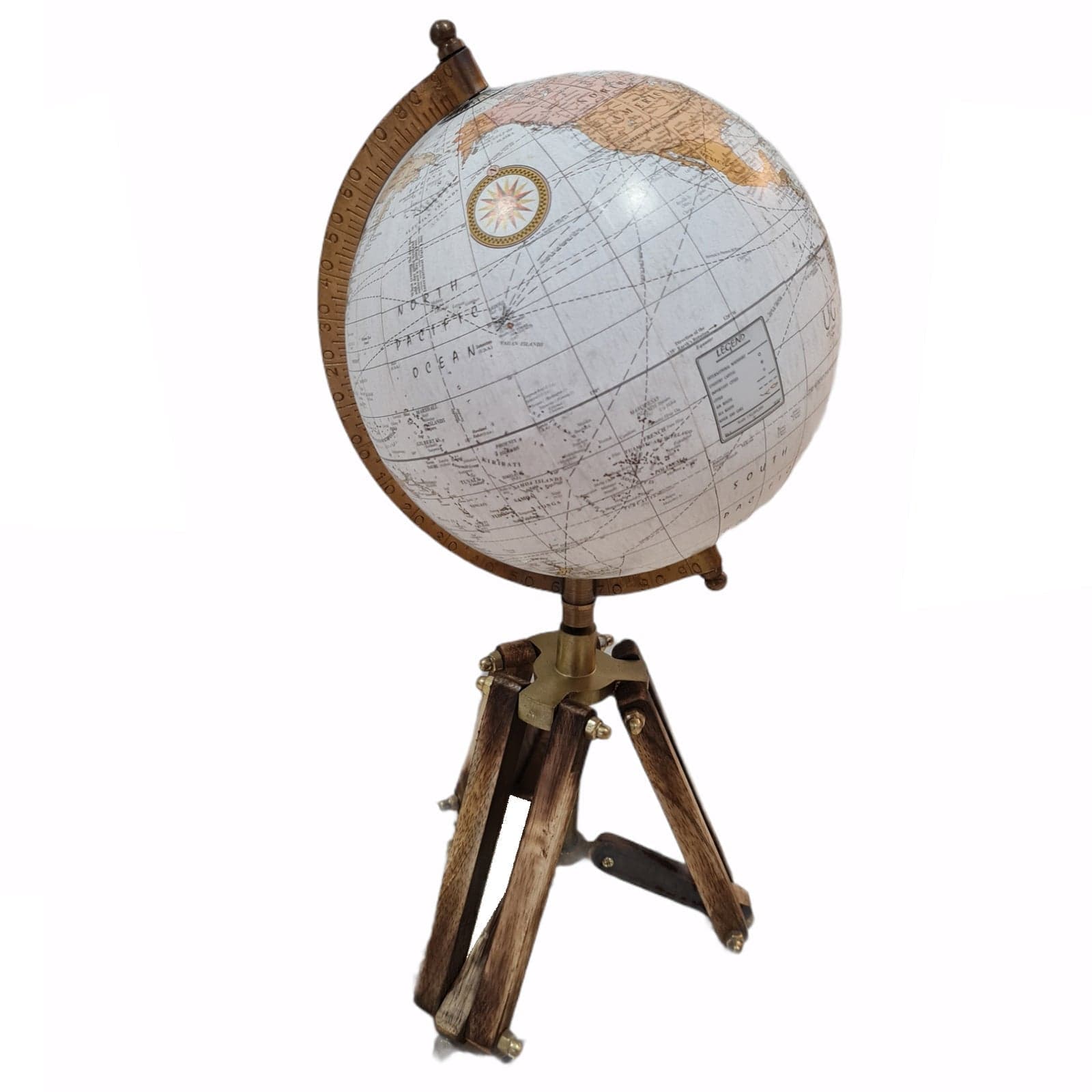 Mappamondo con piedistallo in legno girevole sull'asse decorazione per Ufficio e Cameretta h 45 cm - 1