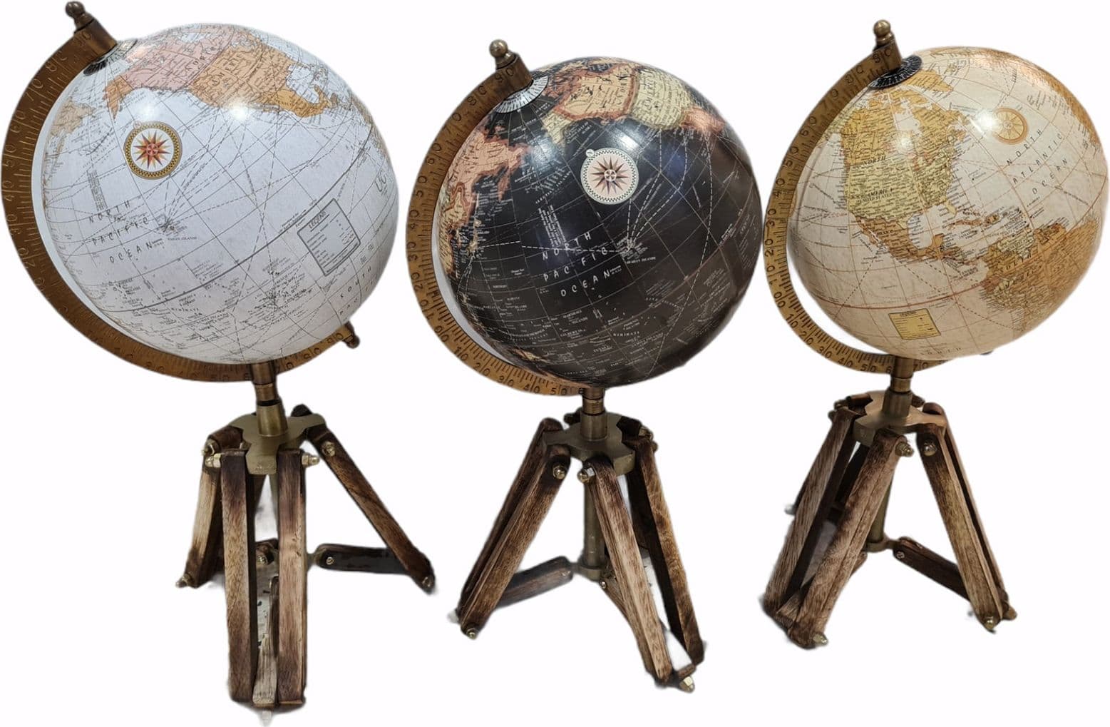 Mappamondo con piedistallo in legno girevole sull'asse decorazione per Ufficio e Cameretta h 45 cm - 4