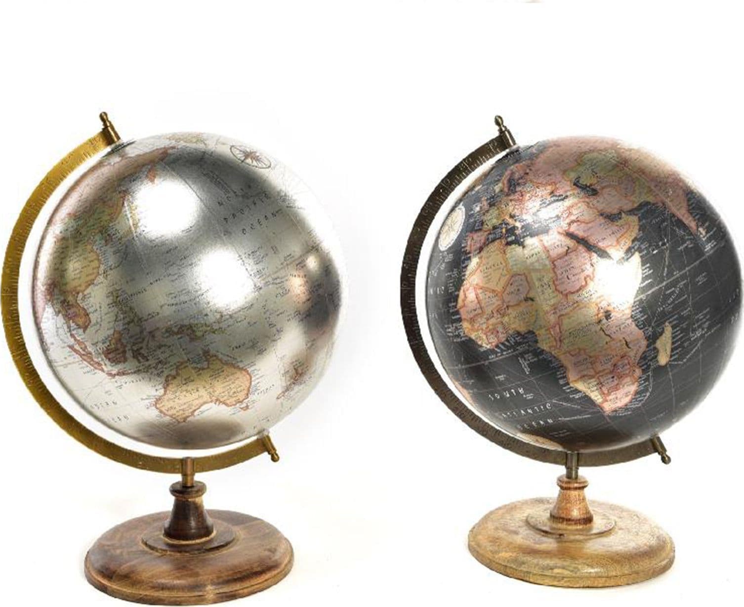 Mappamondo "Metallic" con piedistallo in legno decorazione per Ufficio e Cameretta - 2