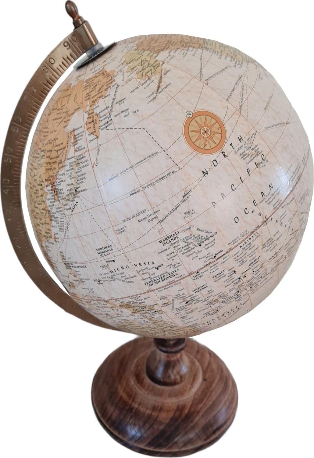 Mappamondo decorativo per scrivania con piedistallo in legno h 38 cm - 3