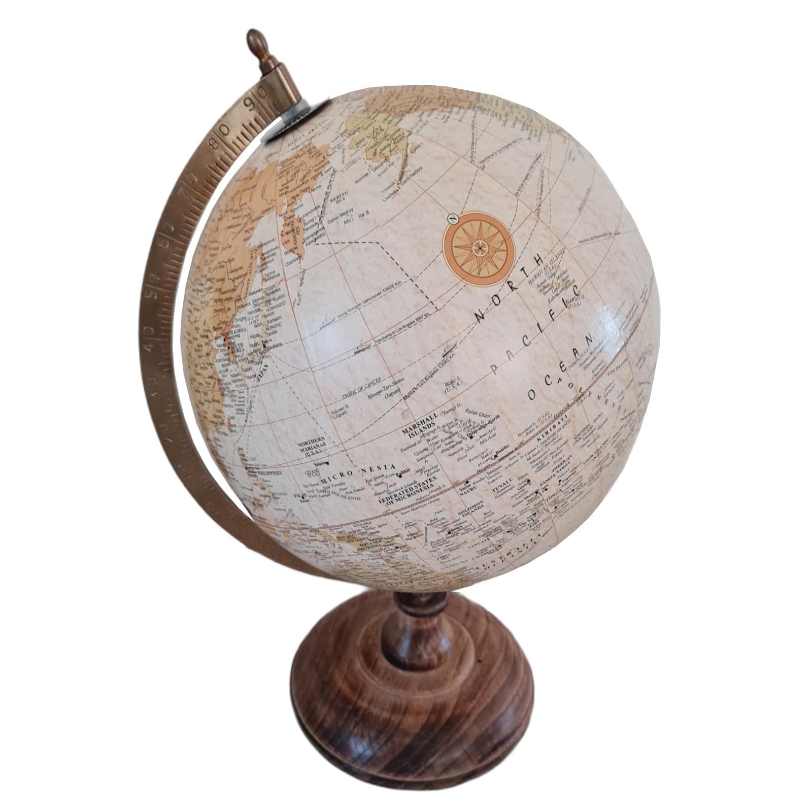 Mappamondo decorativo per scrivania con piedistallo in legno h 38 cm - 3