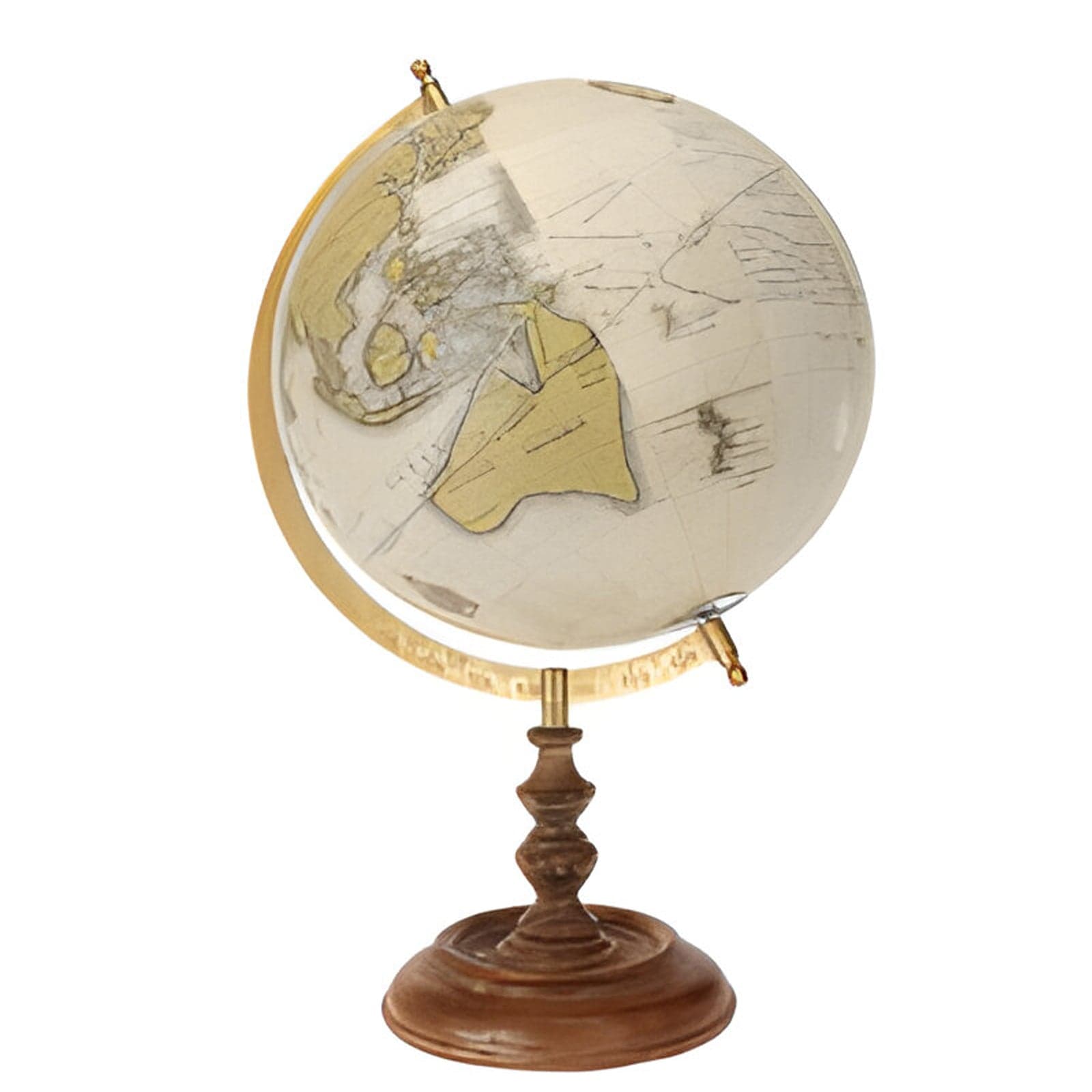 Mappamondo con supporto in legno da interno, decorazione da 28 x 25 x 48 cm - 2