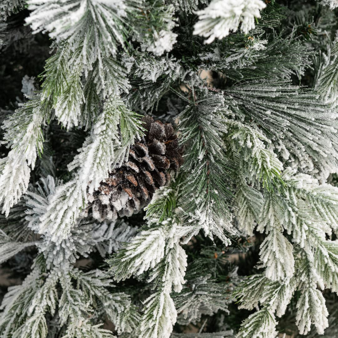 Albero di natale innevato con Pigne "Nebraska" in PP Effetto Aghi di Pino + PE Effetto Real Touch + Flock - 5