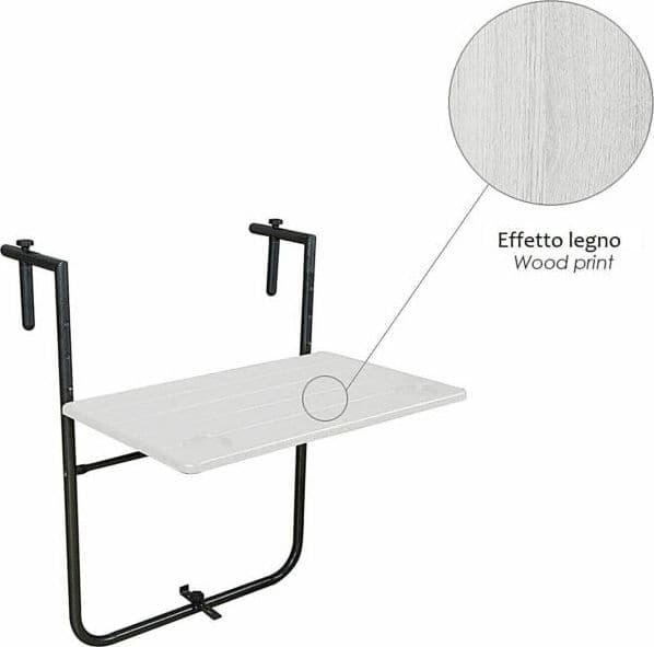Tavolo richiudibile da balcone in acciaio piano in HDPE bianco per esterni - 3