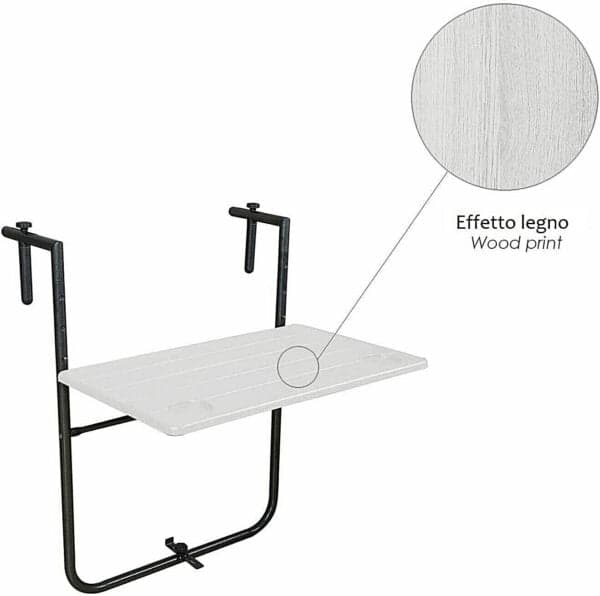 Tavolo richiudibile da balcone in acciaio piano in HDPE bianco per esterni - 3