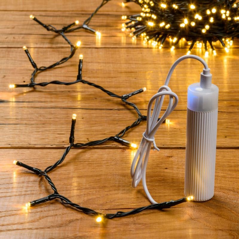 Catena lineare di luci miniled bianco caldo Ø 3 mm con telecomando per decorazioni natalizie - 2