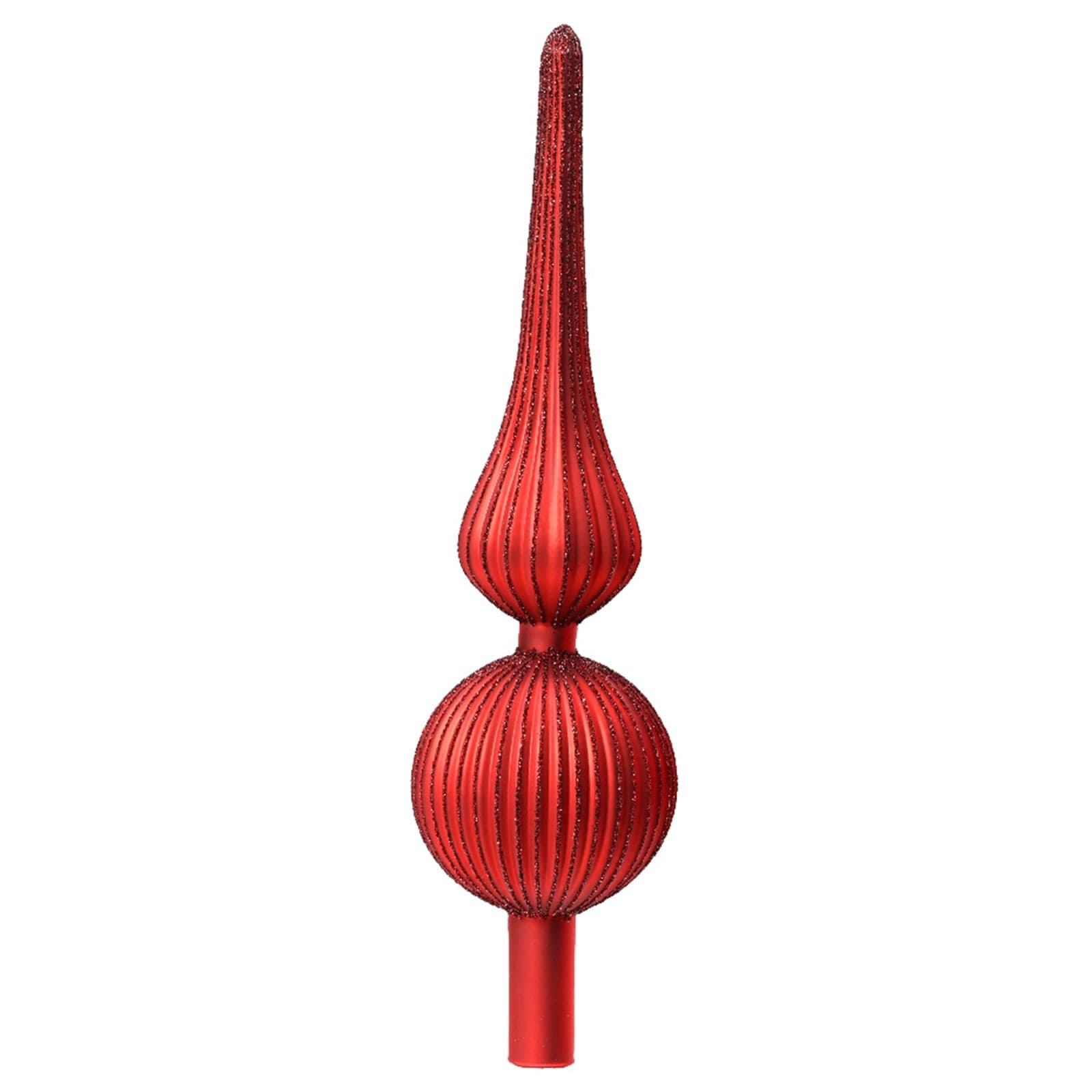 Puntale per albero di Natale con sfere in vetro rosso decorazione e addobbo da 31 cm - 2