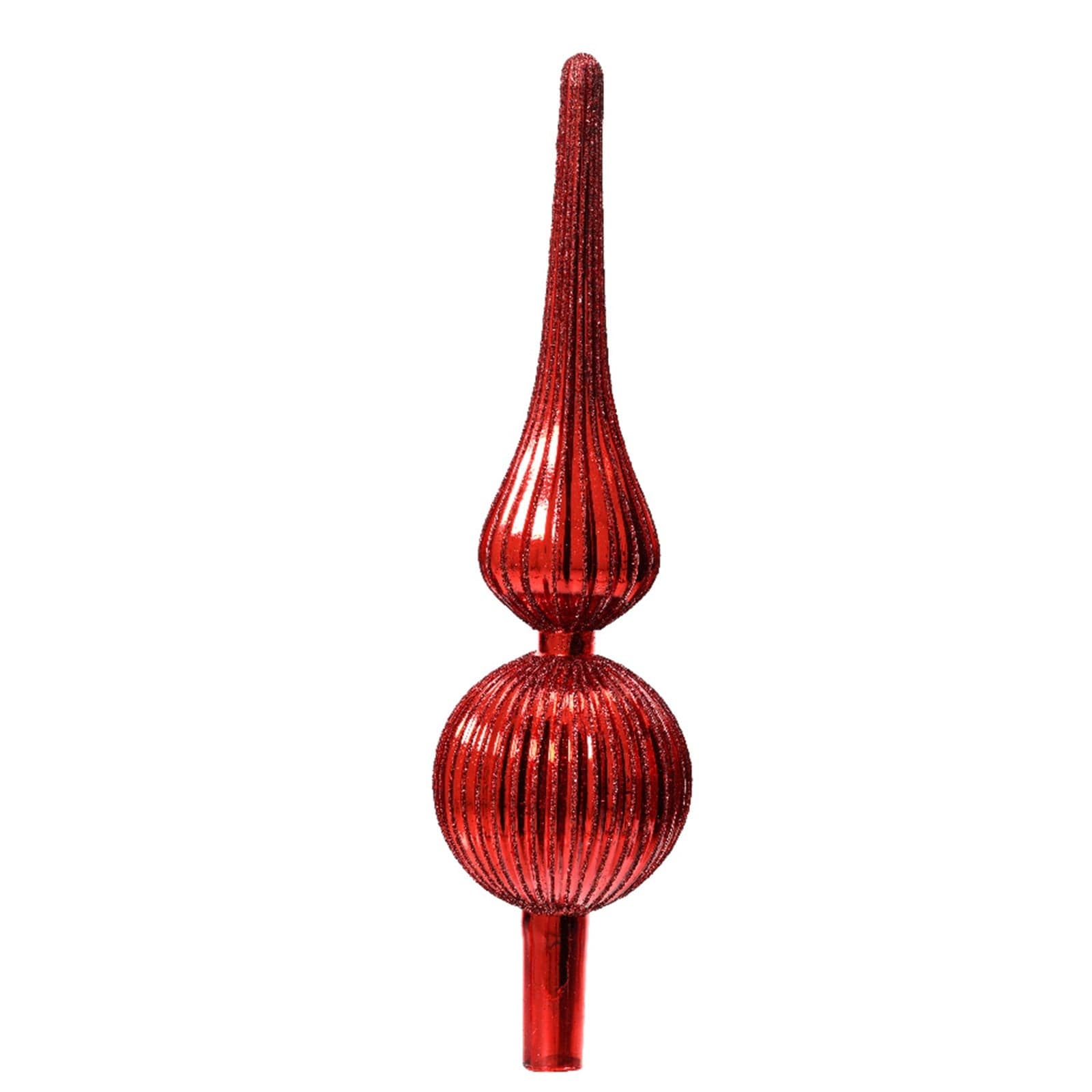 Puntale per albero di Natale con sfere in vetro rosso decorazione e addobbo da 31 cm - 3