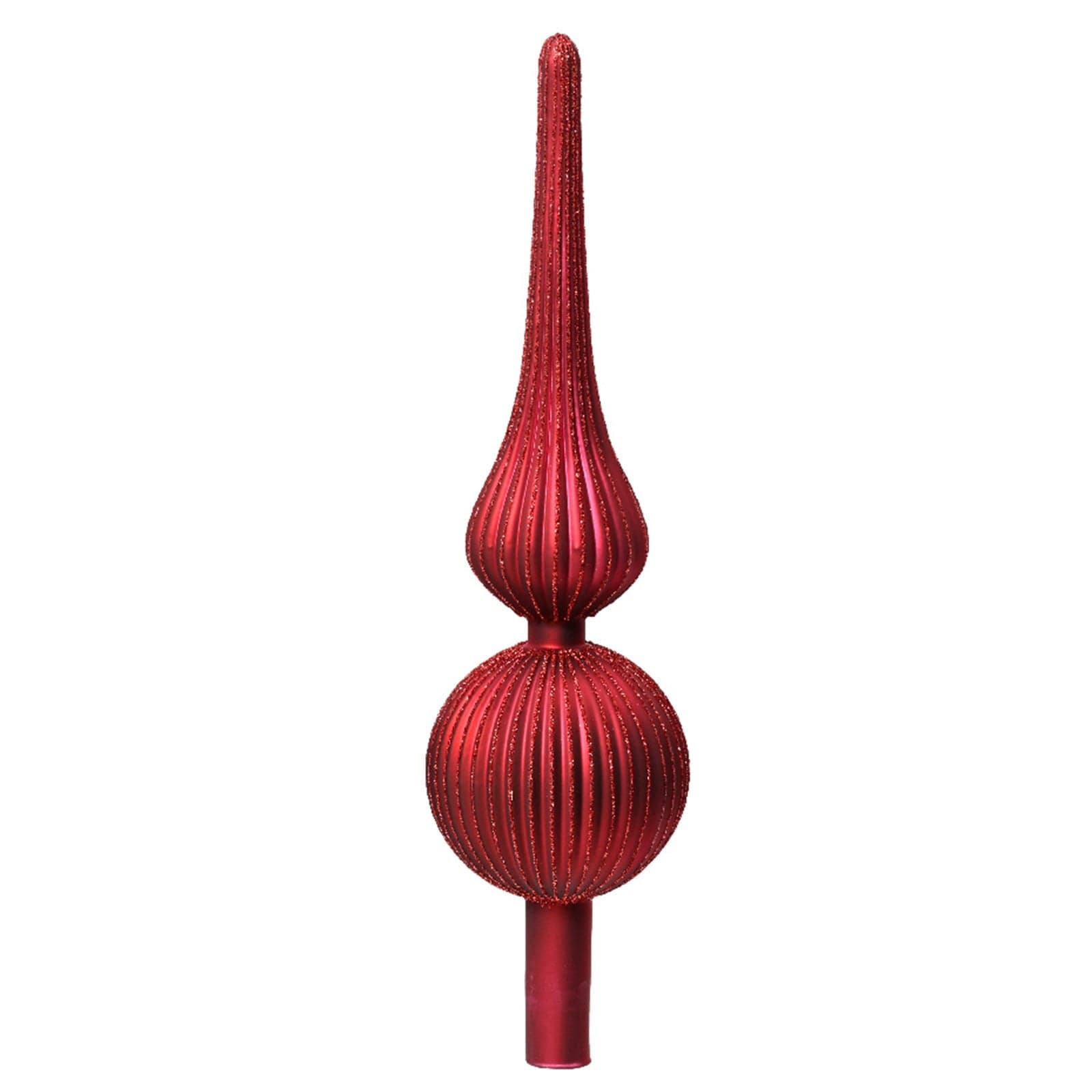 Puntale per albero di Natale con sfere in vetro rosso decorazione e addobbo da 31 cm - 4