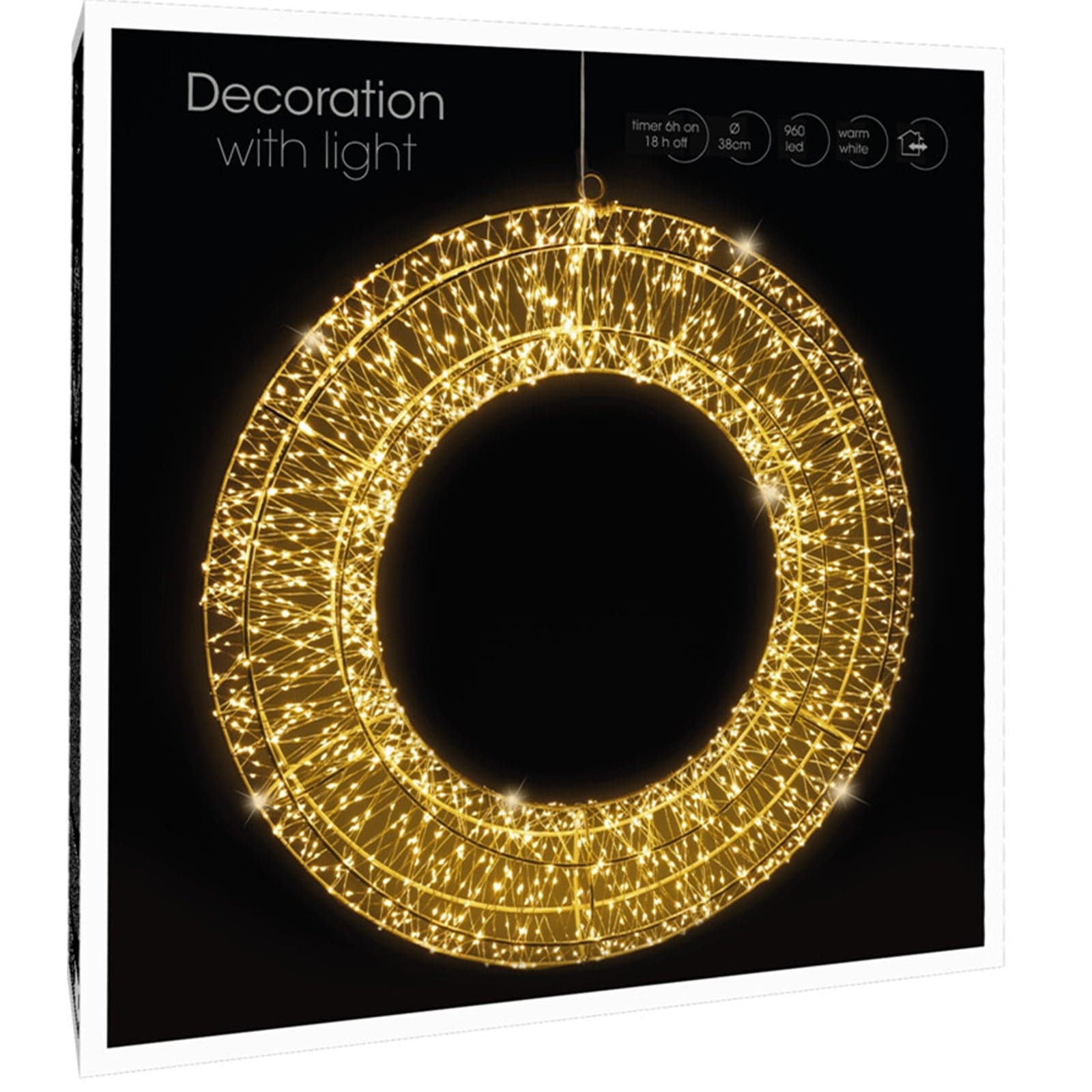 Corona natalizia tonda luminosa, con Timer, per interno ed esterno, con LED a luce calda - 2
