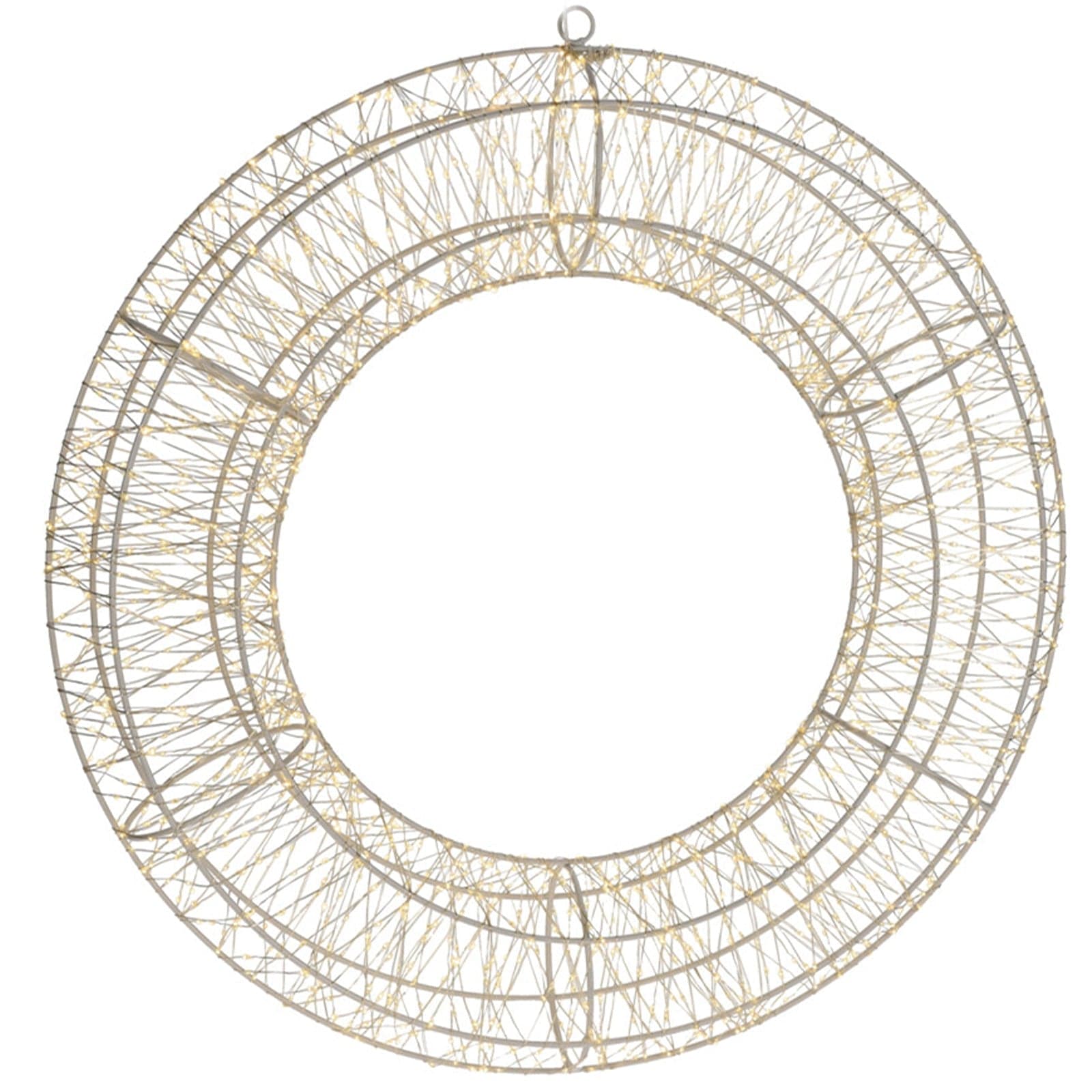 Corona natalizia tonda luminosa, con Timer, per interno ed esterno, con LED a luce calda - 4