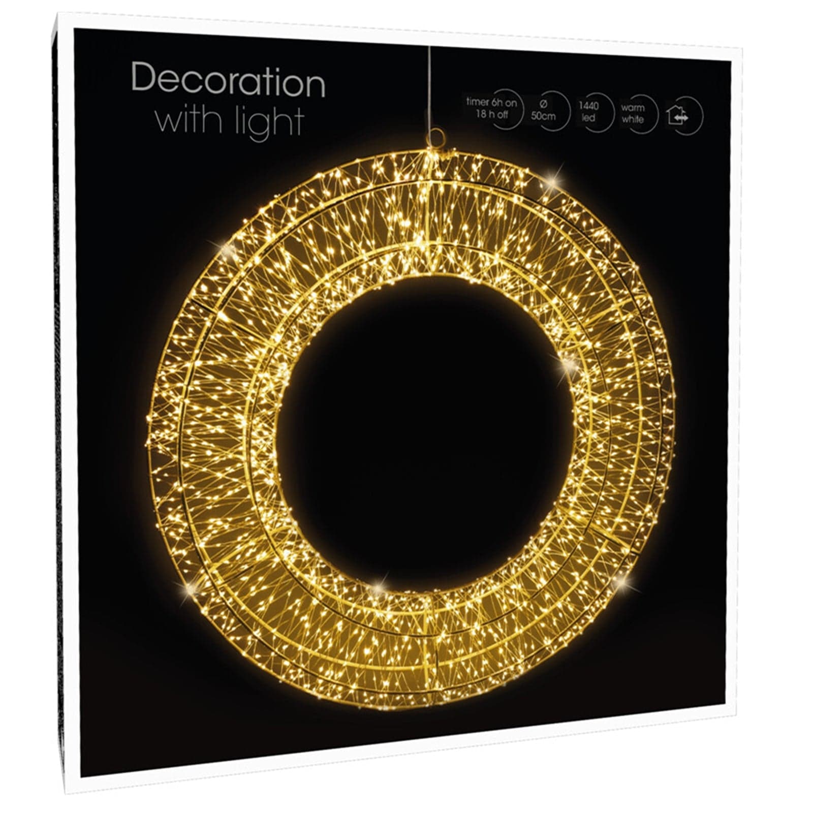 Corona natalizia tonda luminosa, con Timer, per interno ed esterno, con LED a luce calda - 5