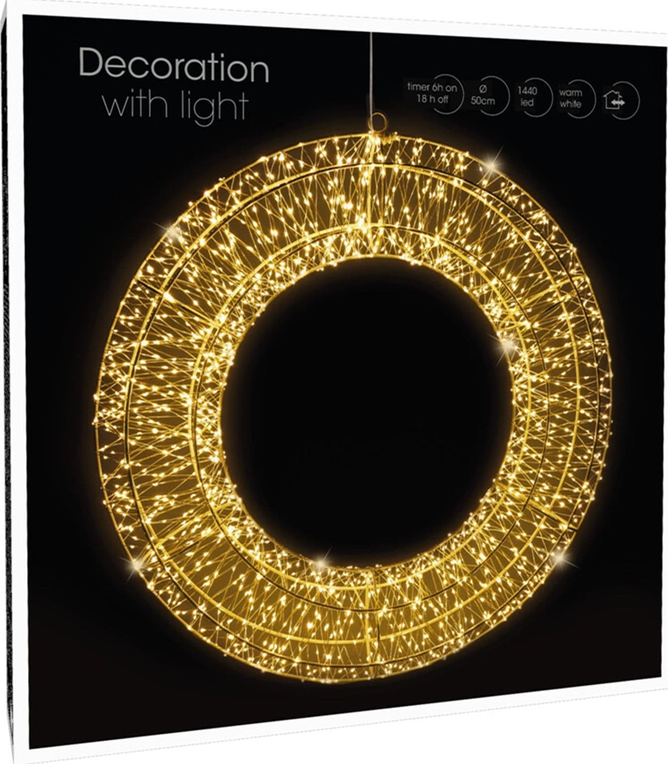 Corona natalizia tonda luminosa, con Timer, per interno ed esterno, con LED a luce calda - 5