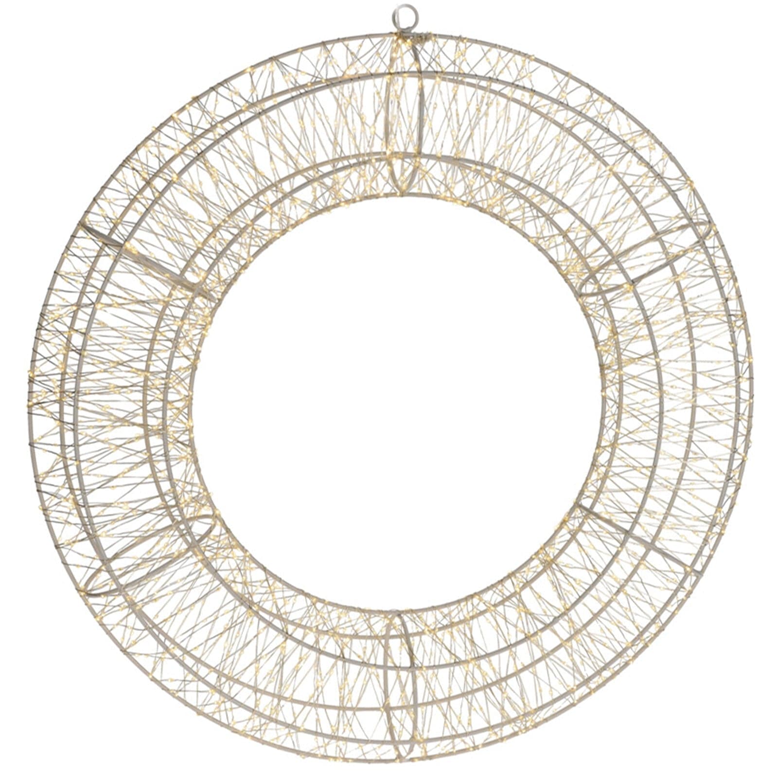 Corona natalizia tonda luminosa, con Timer, per interno ed esterno, con LED a luce calda - 6