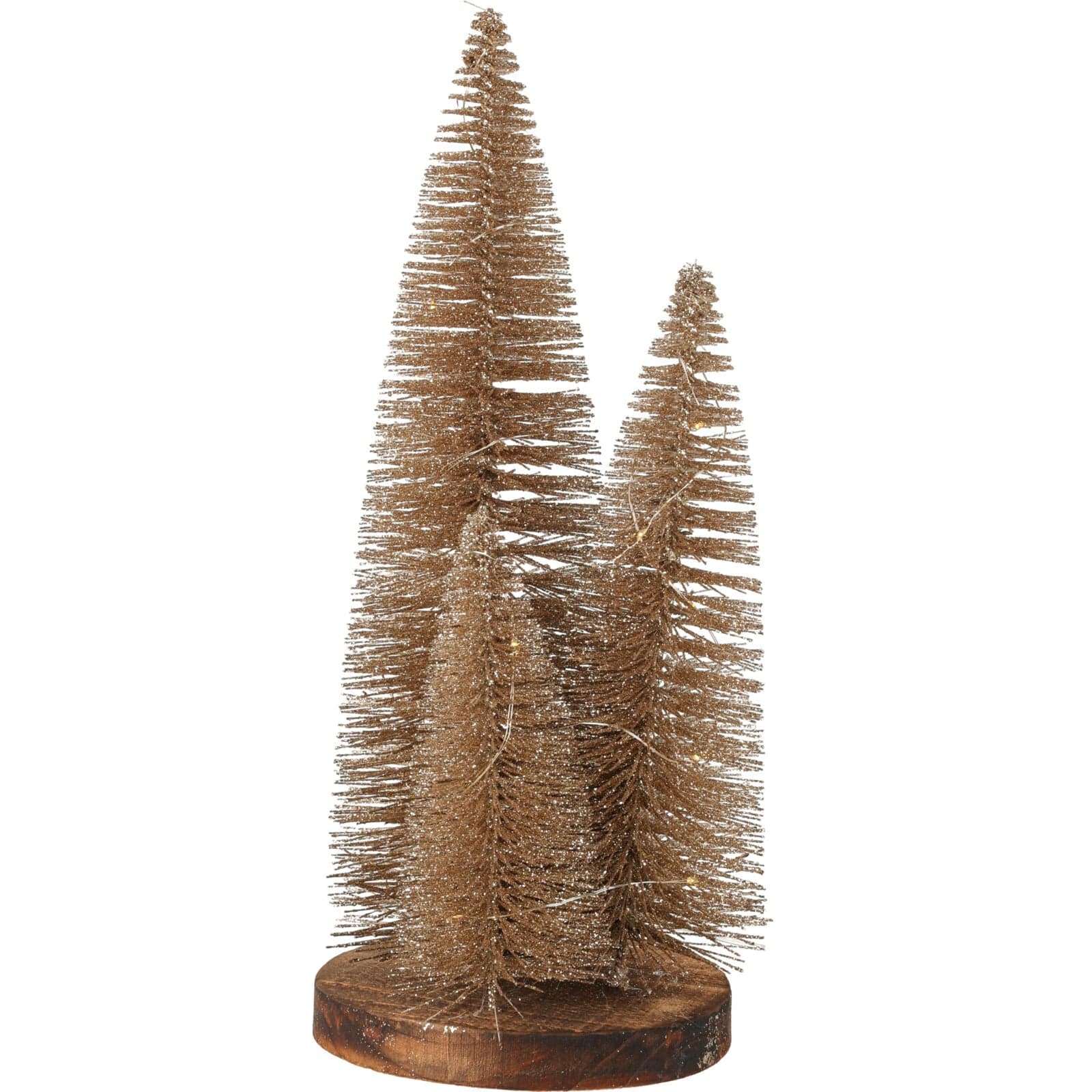 Alberi di Natale su base, con led luminosi e timer, color oro, set da 3 pezzi - 3