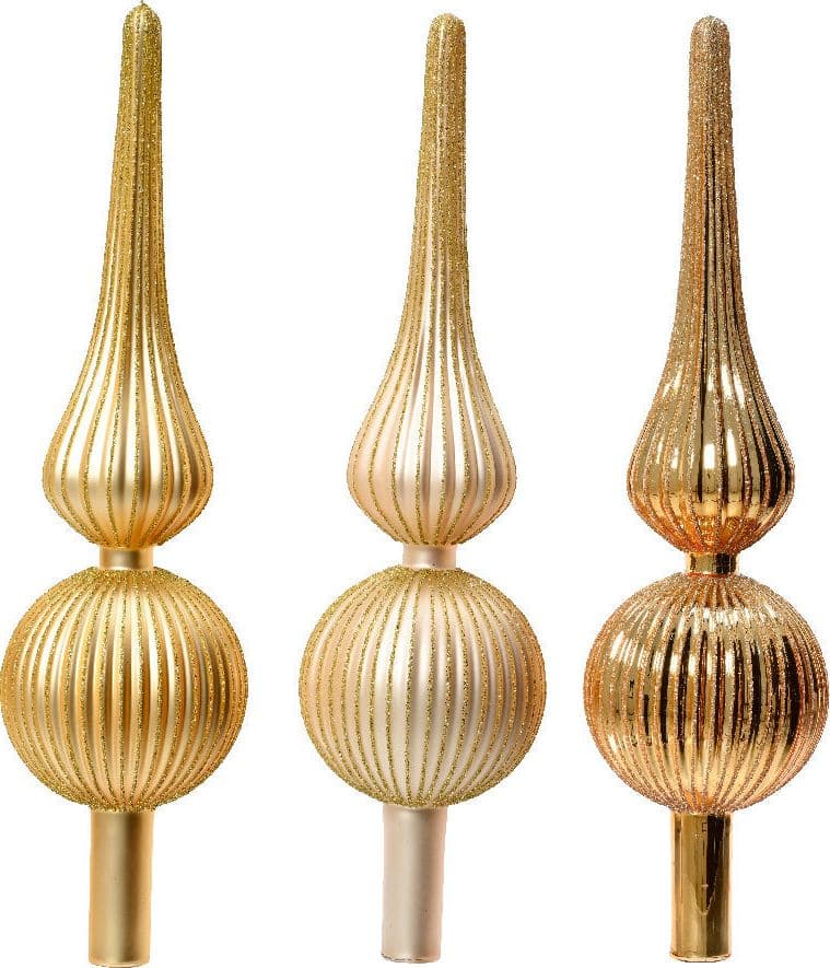 Puntale per albero di Natale con sfere in vetro perla decorazione e addobbo da 31 cm - 4