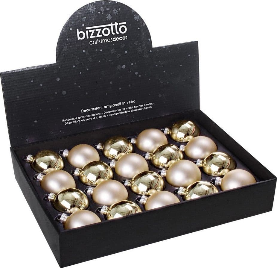 Sfere in vetro decorate, color Champagne, confezione mista - 2