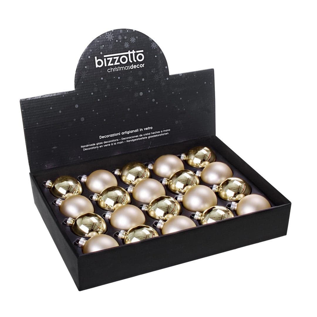 Sfere in vetro decorate, color Champagne, confezione mista - 2