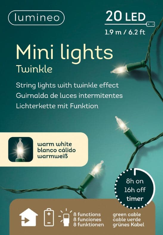 Mini LED luminosi con 8 funzioni, effetto scintillio, per interno - 3