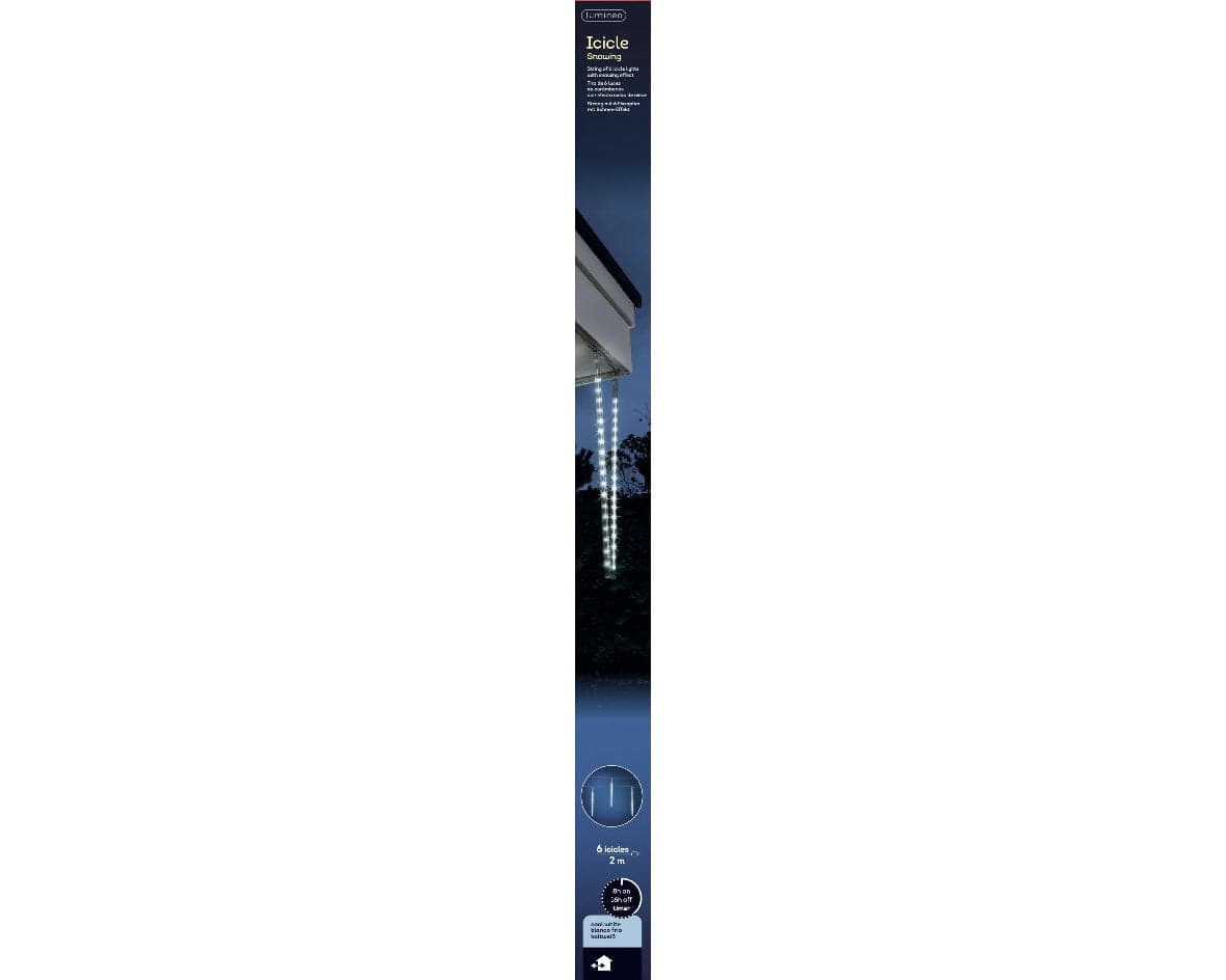 Luci a LED natalizie, ghiaccioli luce fredda per esterno ed interno, funzione nevicata - 4