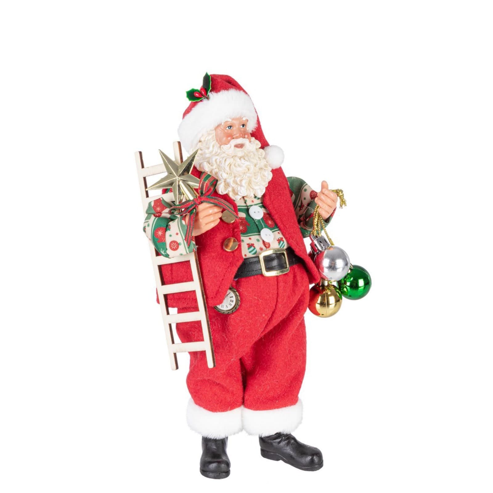 Babbo natale" George" rosso in poliestere per decorazioni natalizie