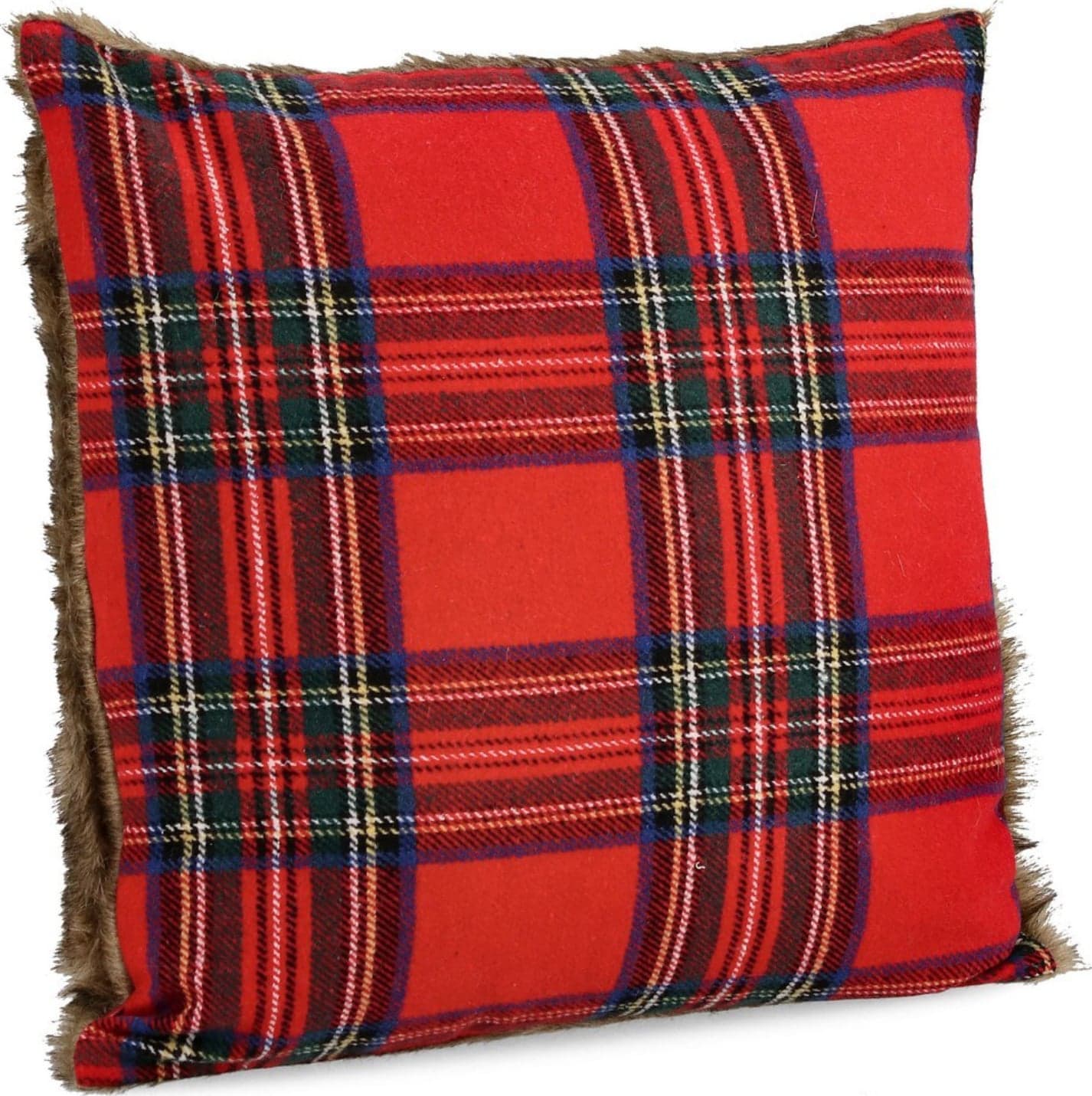 Cuscino scozzese  "Tartan" rosso in poliestere per decorazioni natalizie 45x45 - 2