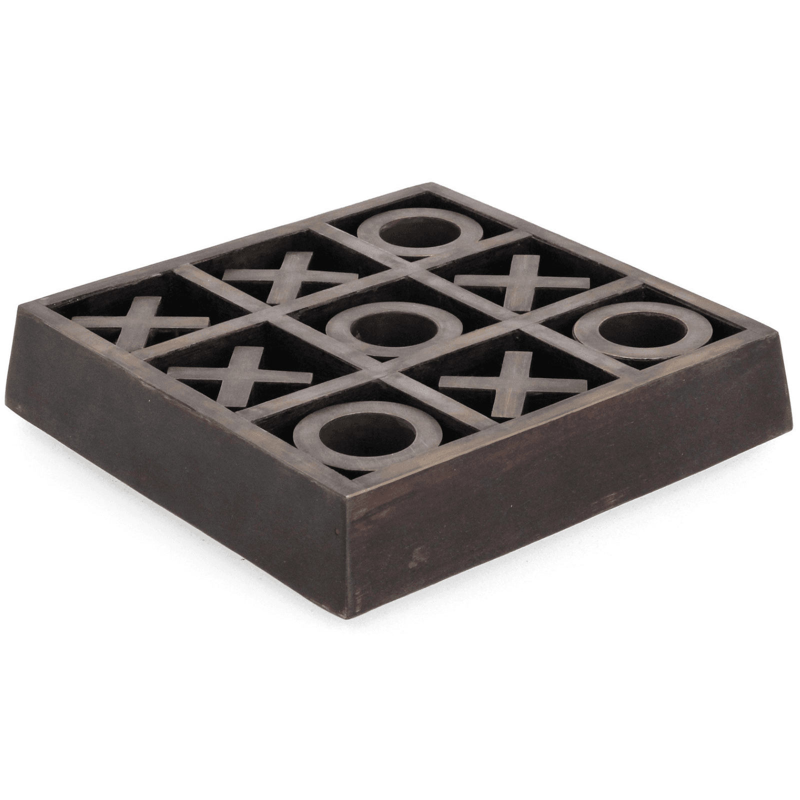 Tris in legno di mango con simboli "O" e "X" per decorazioni interne