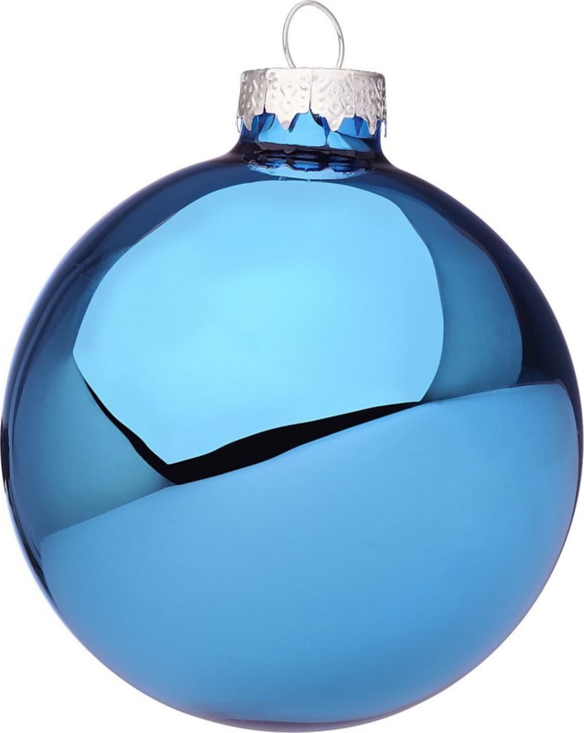 Palline per albero di Natale in vetro blu malibù lucido per decorazioni natalizie - 2