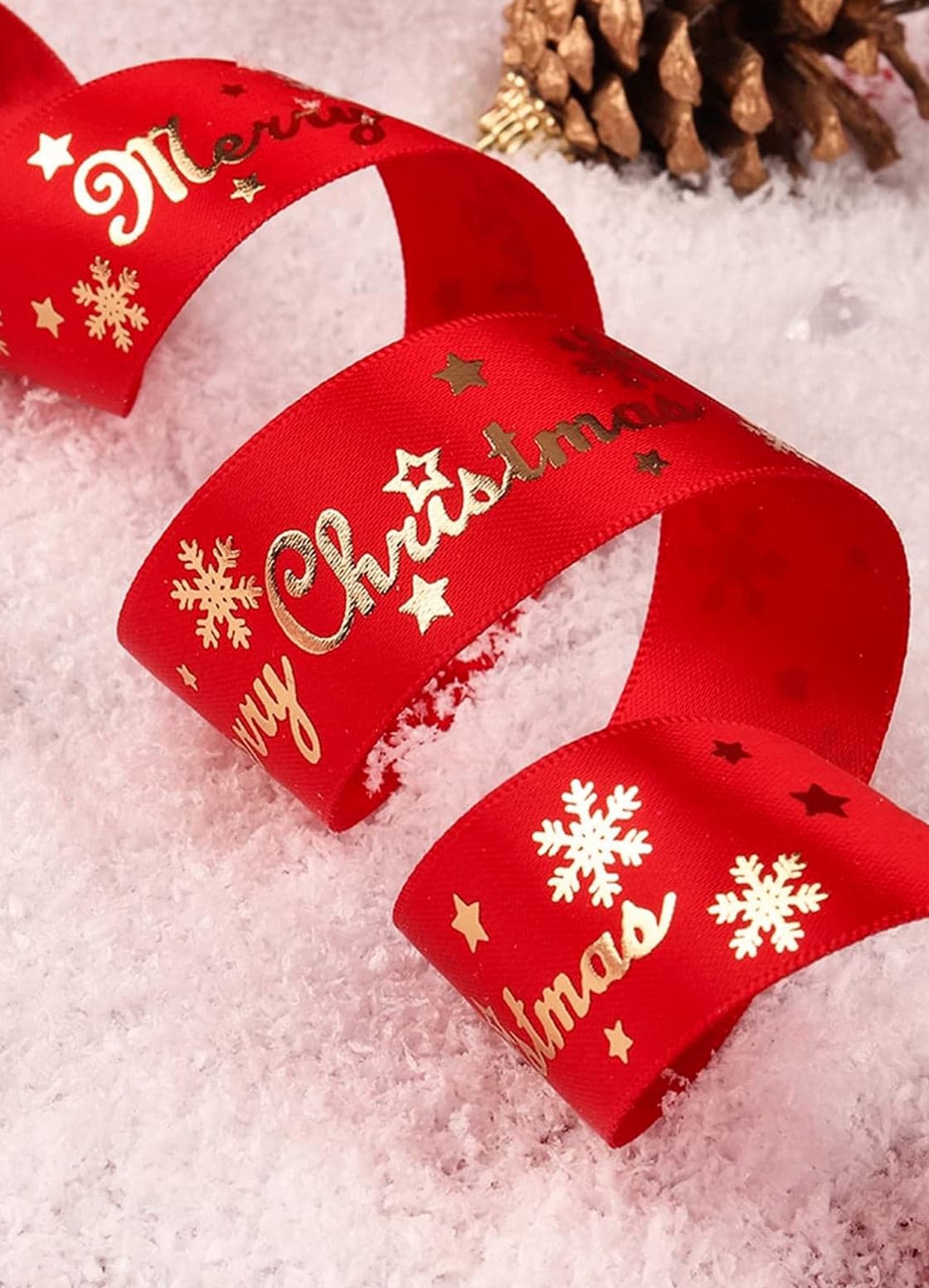 Nastro natalizio per decorazioni e confezioni pacchi regalo 1,5 cm x 2,7 m - 2