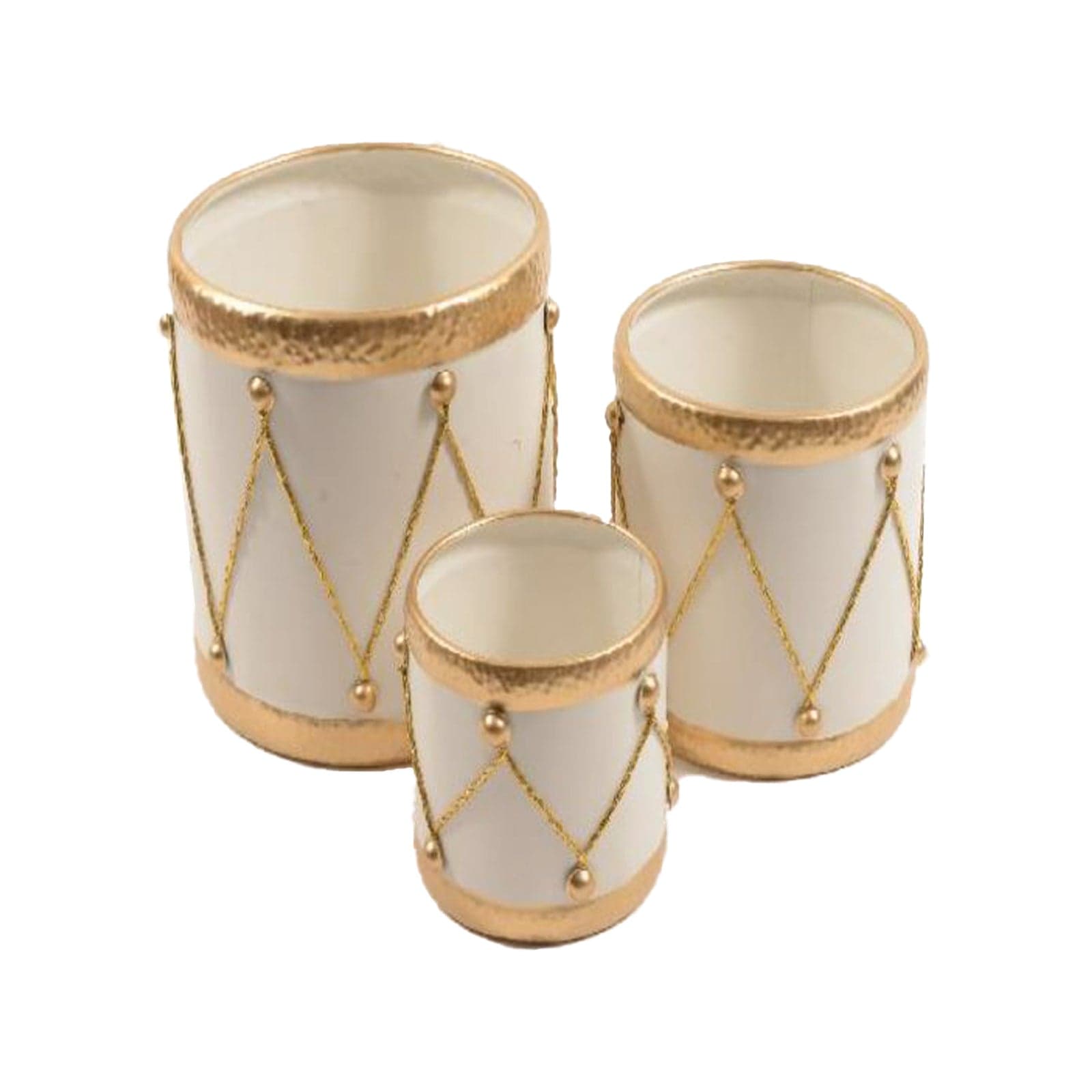 Ceste in metallo con rifiniture in oro per decorazione natalizia set da 3 - 2