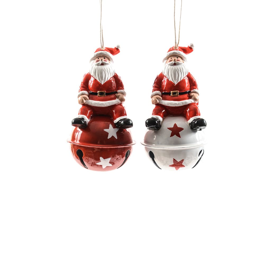 Campanella natalizia con Babbo Natale in resina per decorazioni natalizie - 3