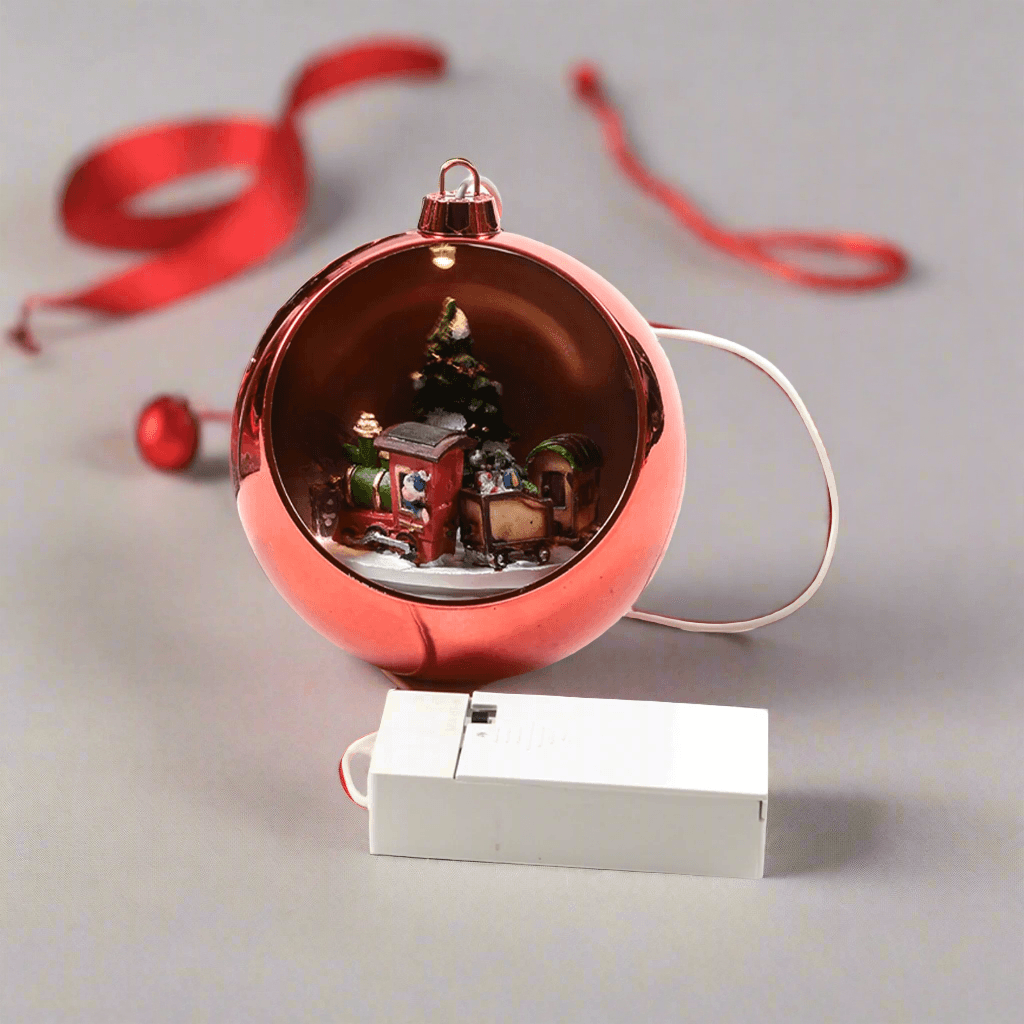 Sfera natalizia con carosello con musica, luci e movimento a batteria - 4